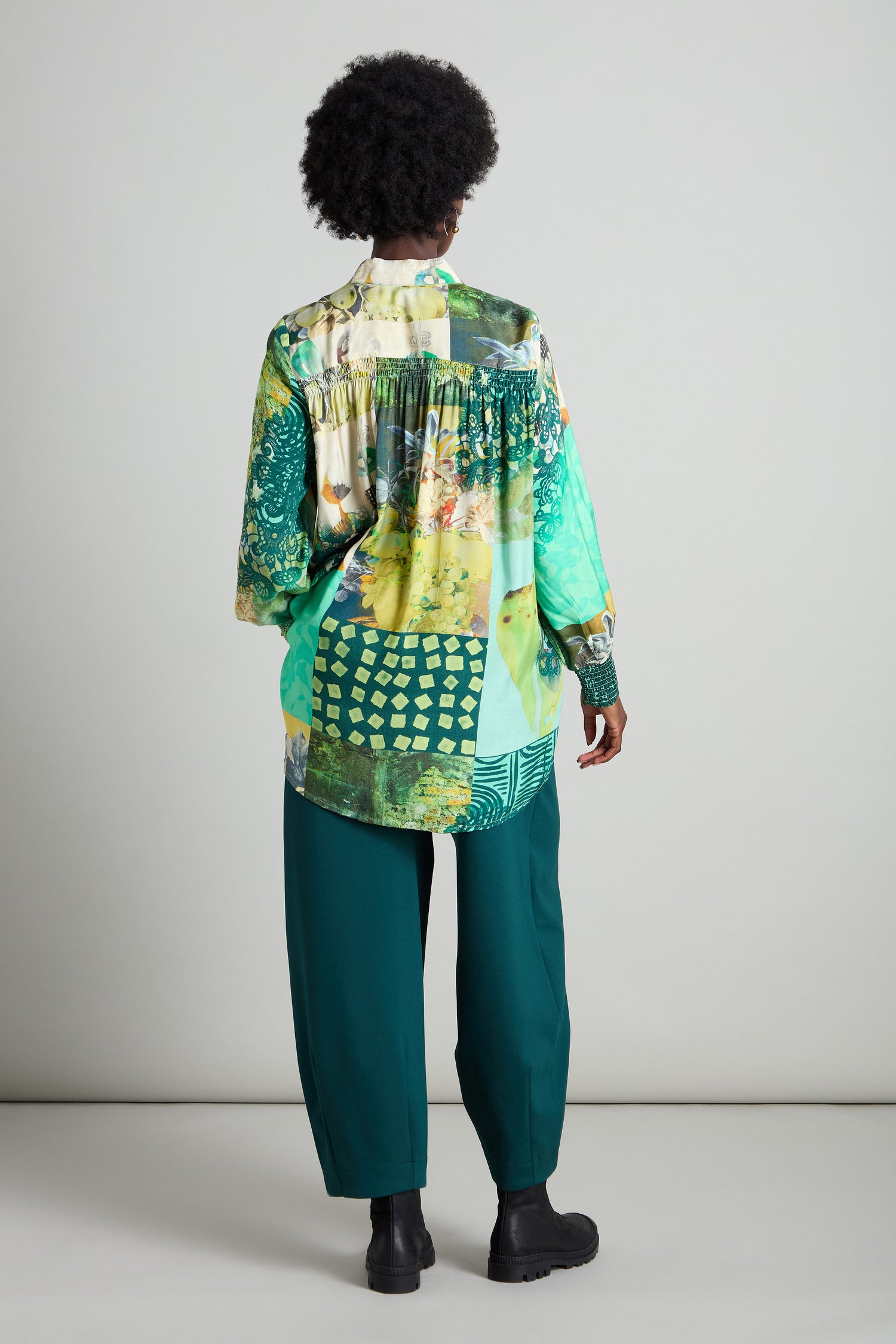 Patchwork Print Viscose Shirt