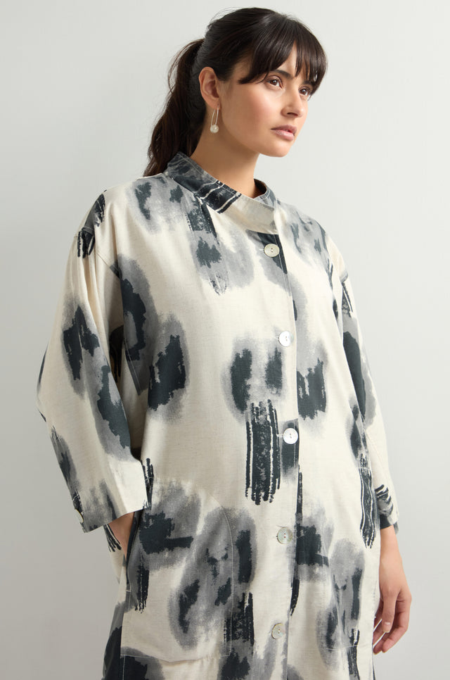 sahara コート アウター Satin Jacquard Collarless Jacket