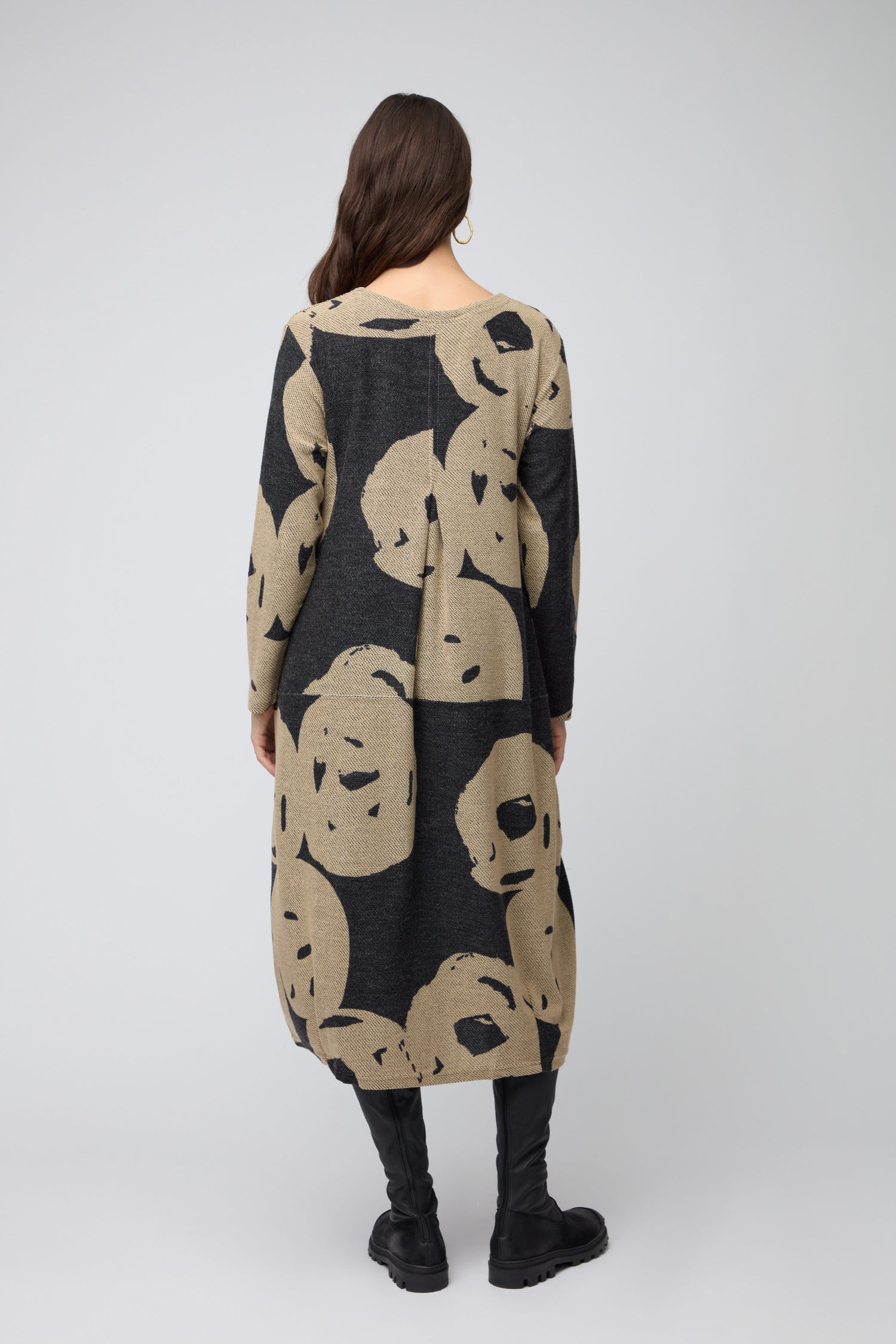 Grey Big Pocket Jacquard Dress