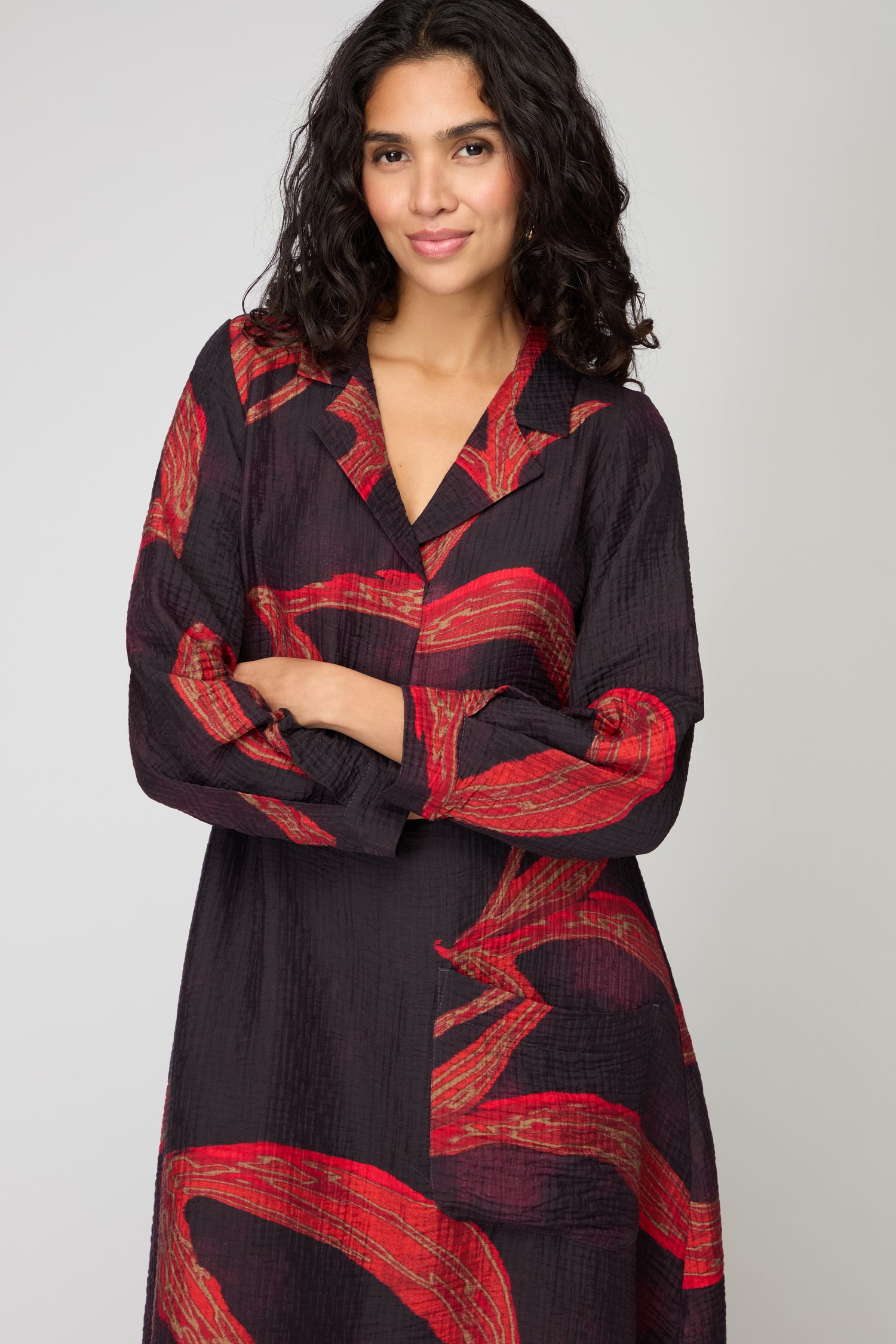 Ribbon Print Viscose Dress