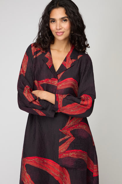 Ribbon Print Viscose Dress