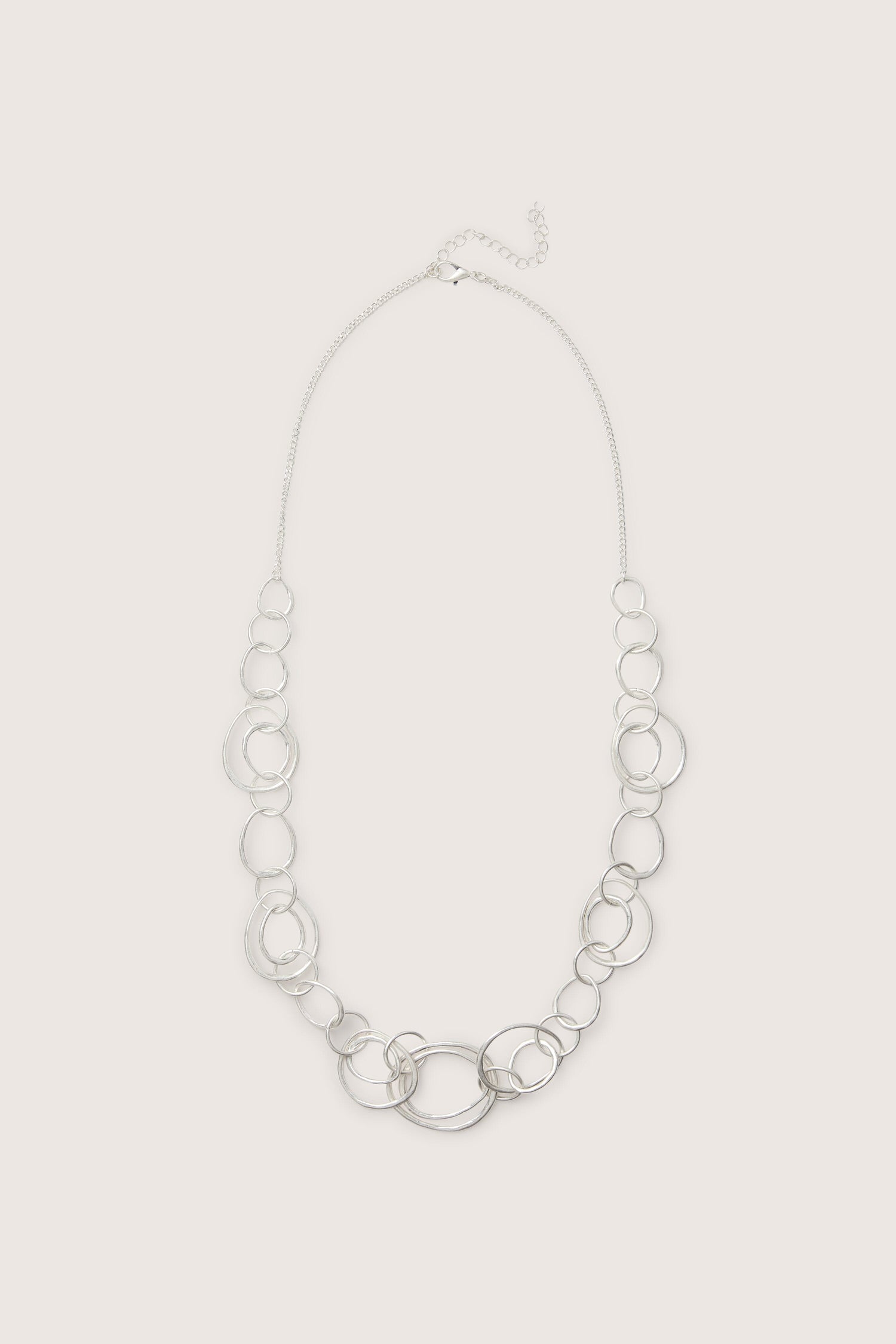 Silver Hoops Necklace with interlocking hoops, hi-res.