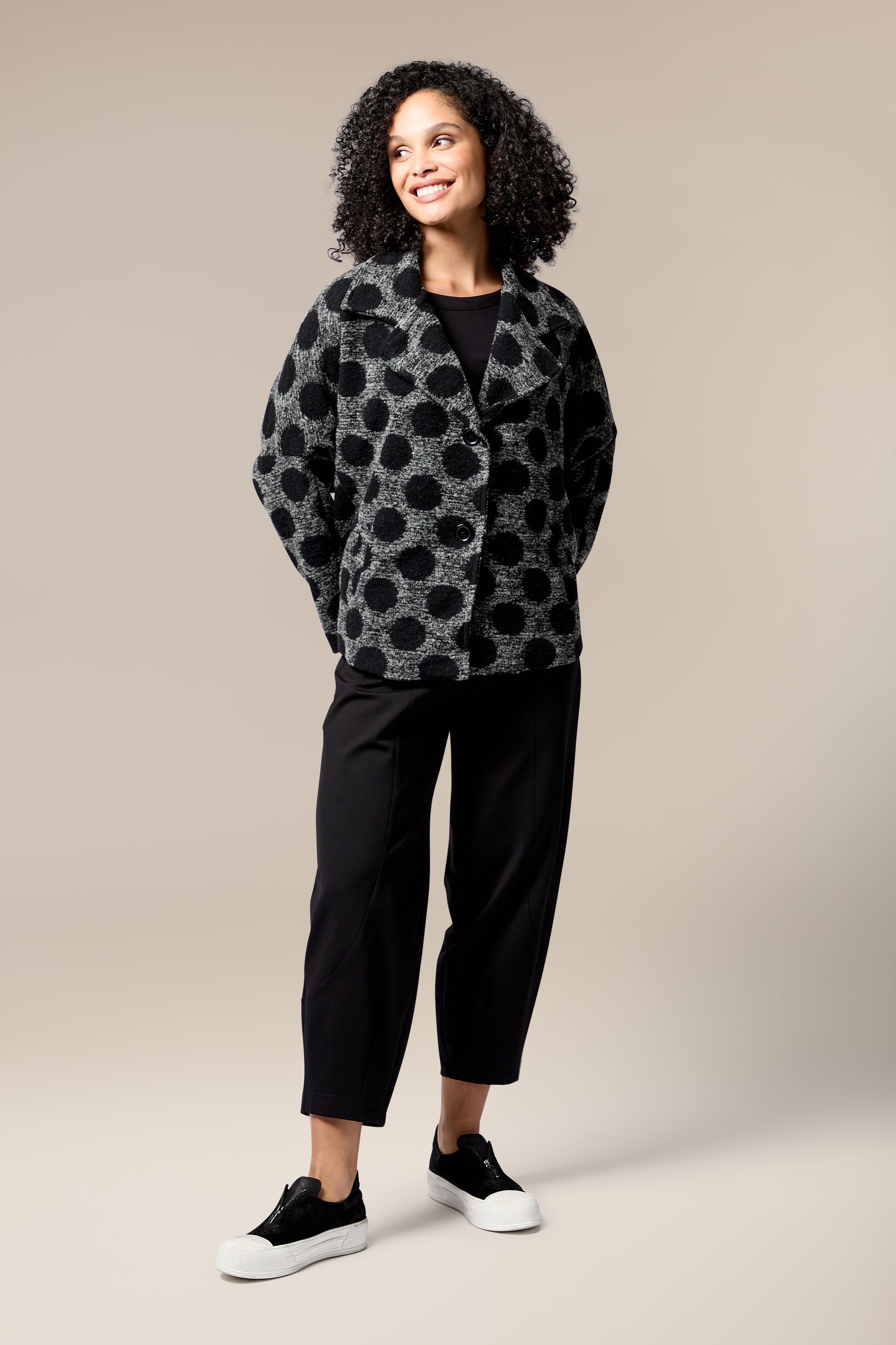 Grey/Black Wool Spot Jacket - Naya | Sahara London