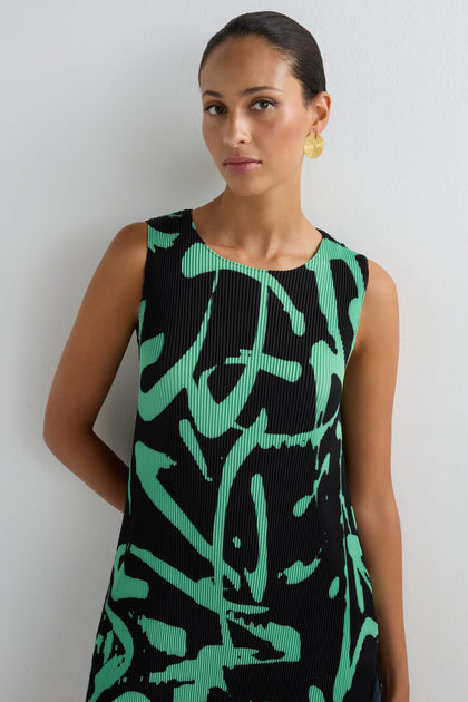 Long Print Pleated Vest