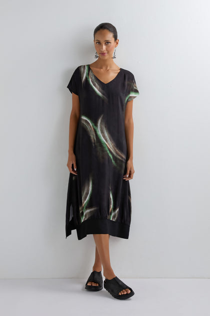 Aurora Print V Neck Dress