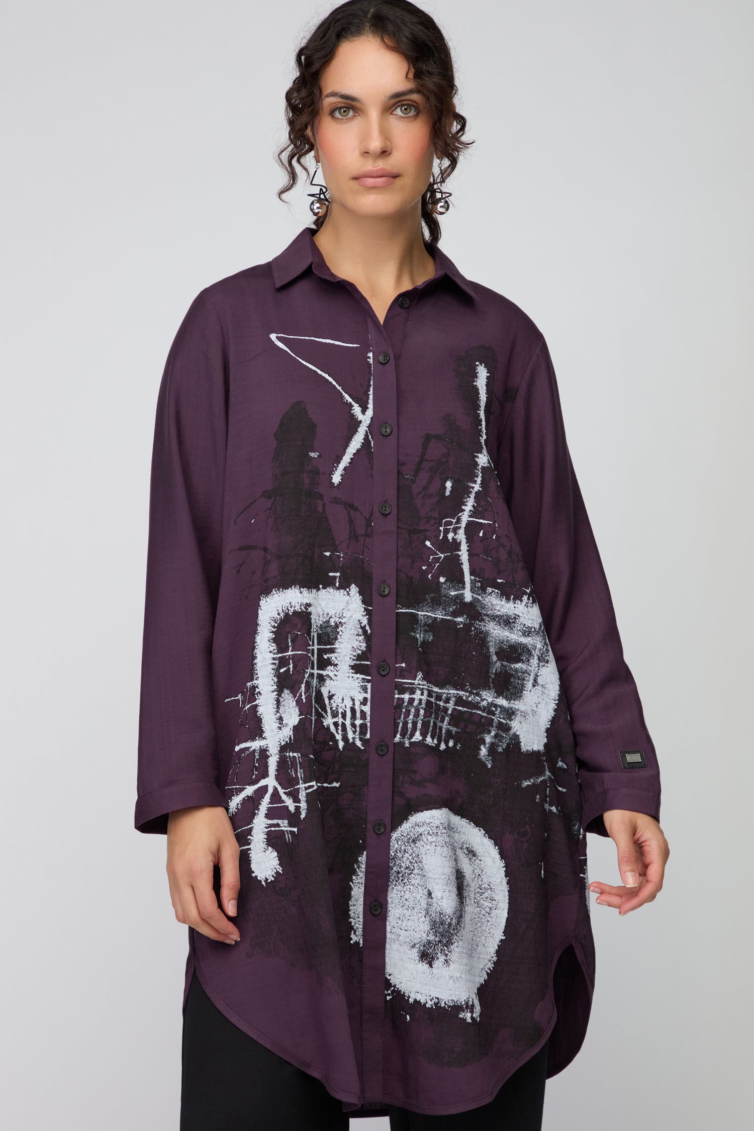 Print Front Shirt Dress