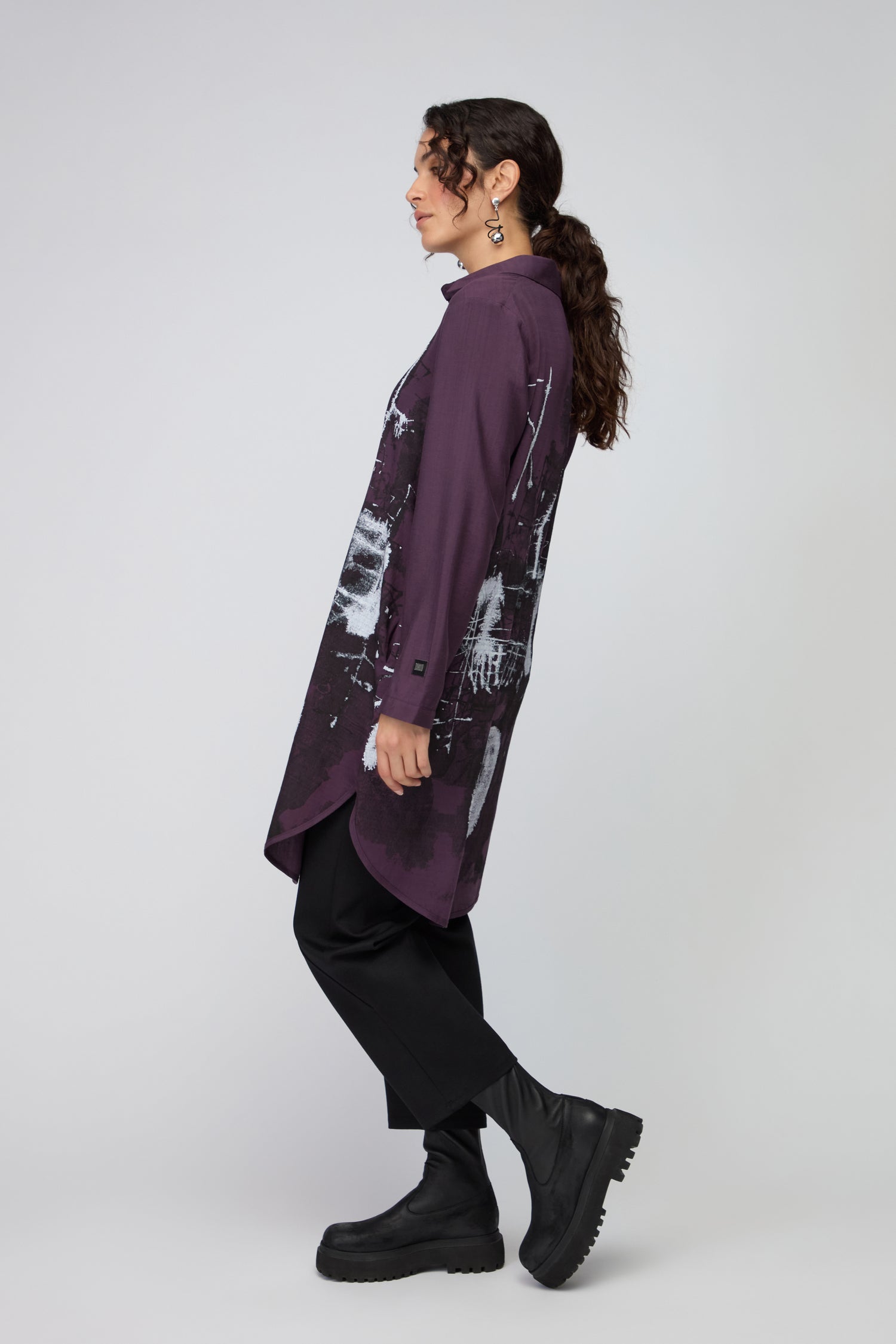 Print Front Shirt Dress