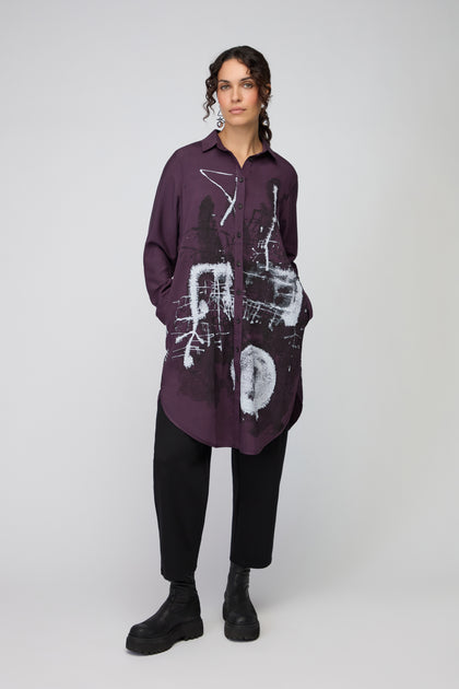 Print Front Shirt Dress