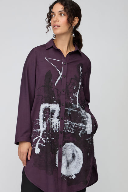Print Front Shirt Dress