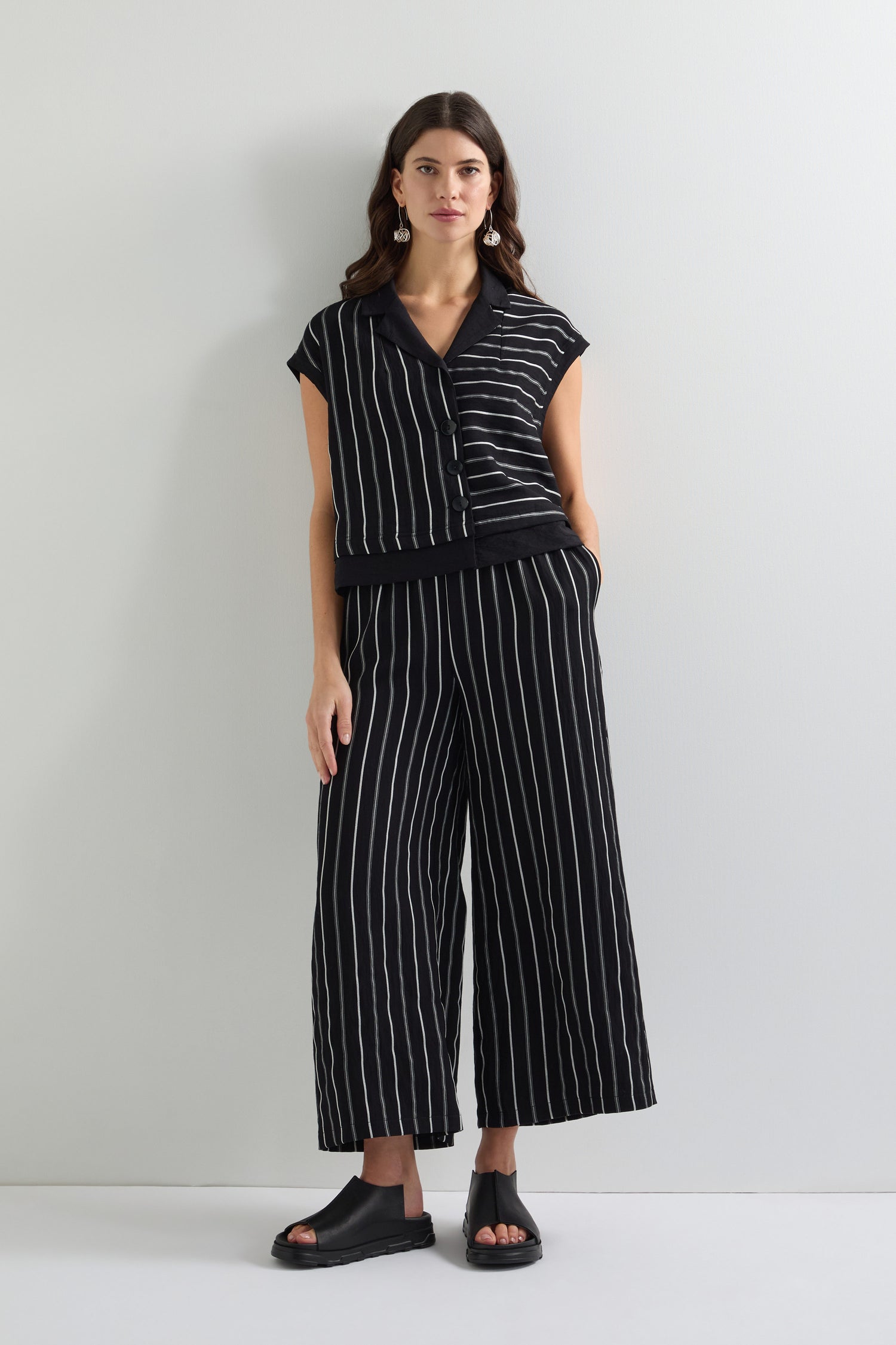 Narrow Stripe Wide Trouser