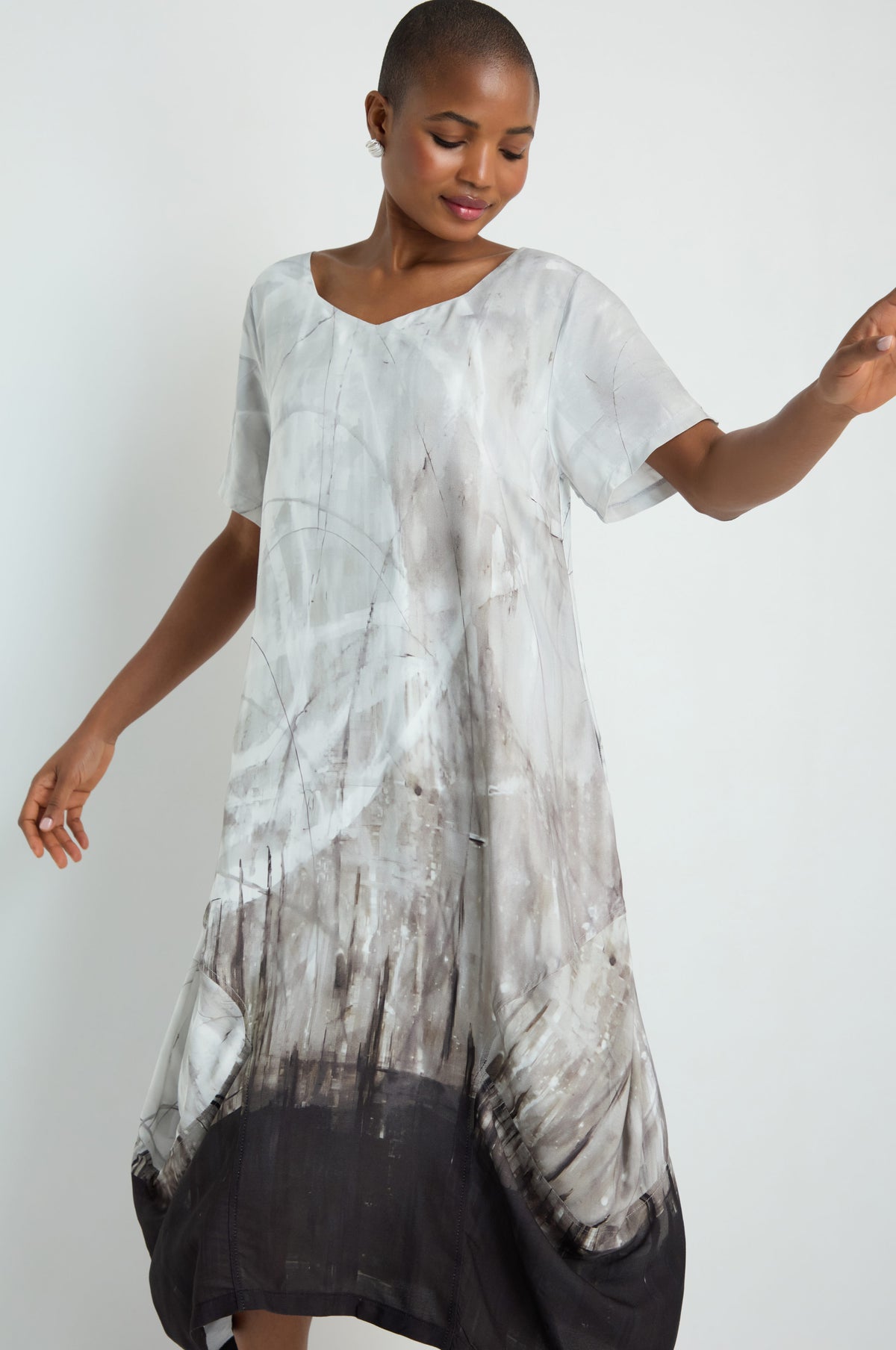 black and grey tie dye dress Abstract Print Bubble – Sahara Dissh