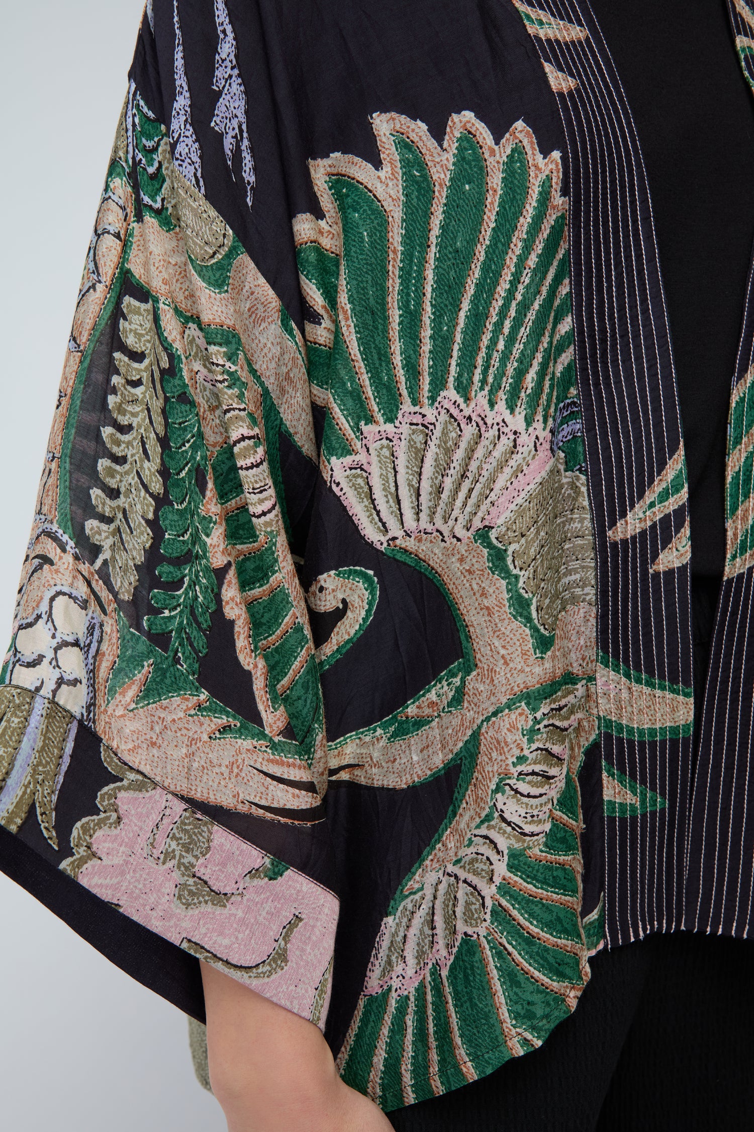 Crane Print Kimono