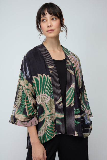 Crane Print Kimono