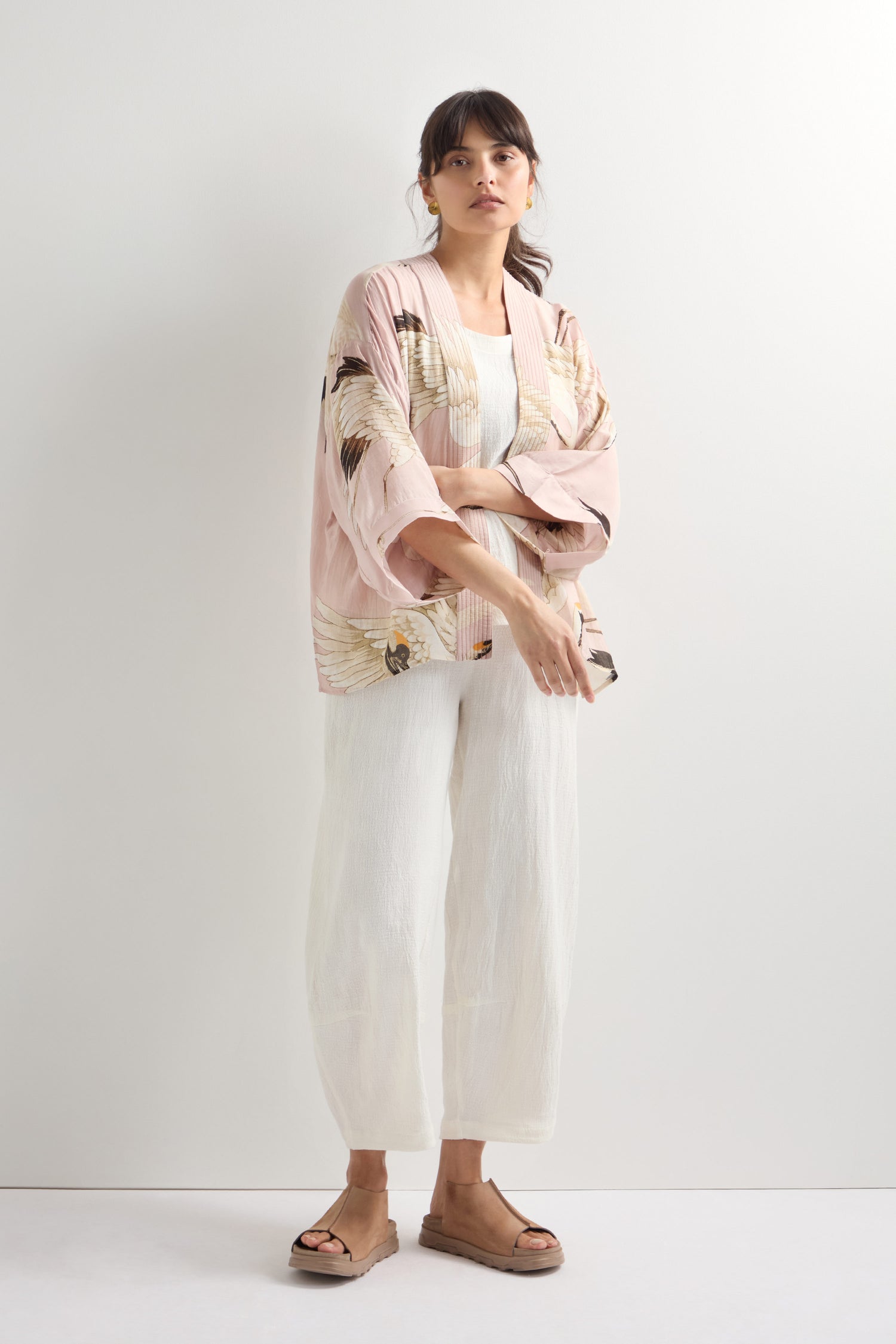 Stork Print Kimono