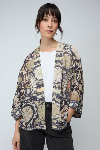 Charcoal Suzani Print Kimono