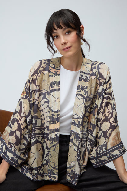 Charcoal Suzani Print Kimono