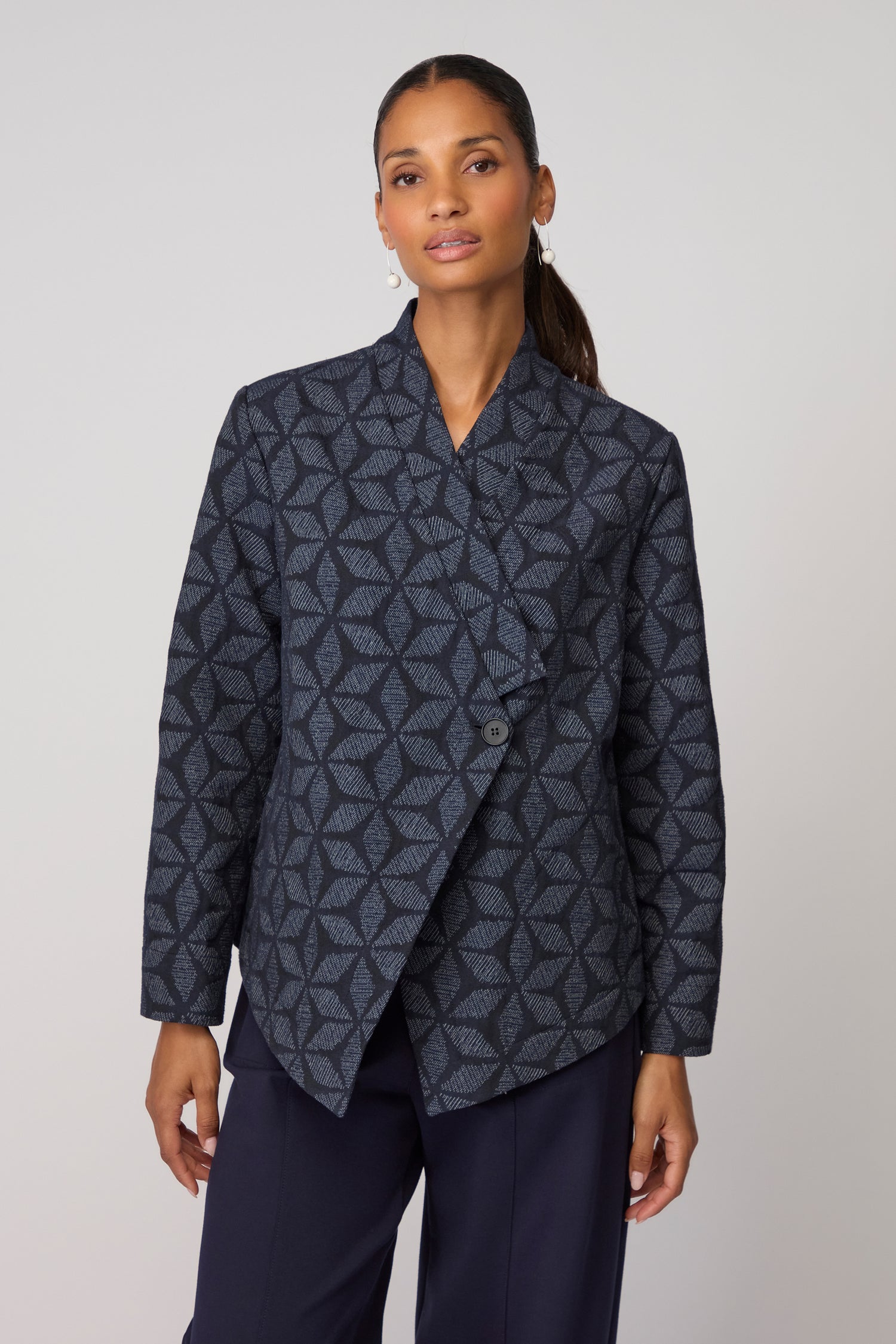 Diamond Floral Indigo Jacket
