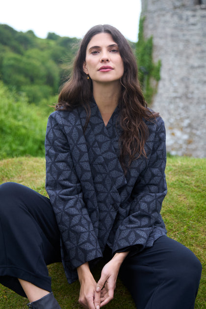 Diamond Floral Indigo Jacket