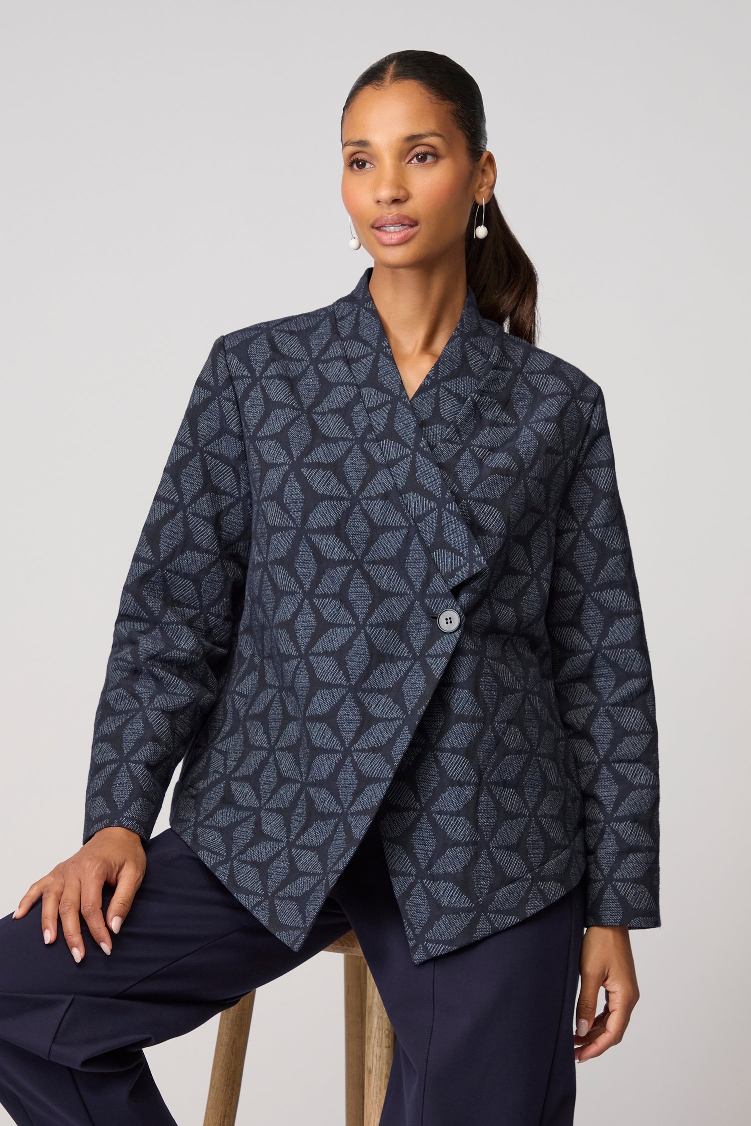 Diamond Floral Indigo Jacket