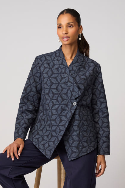 Diamond Floral Indigo Jacket