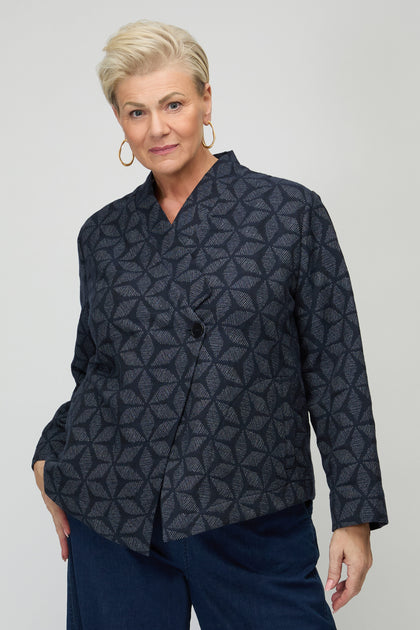 Diamond Floral Indigo Jacket