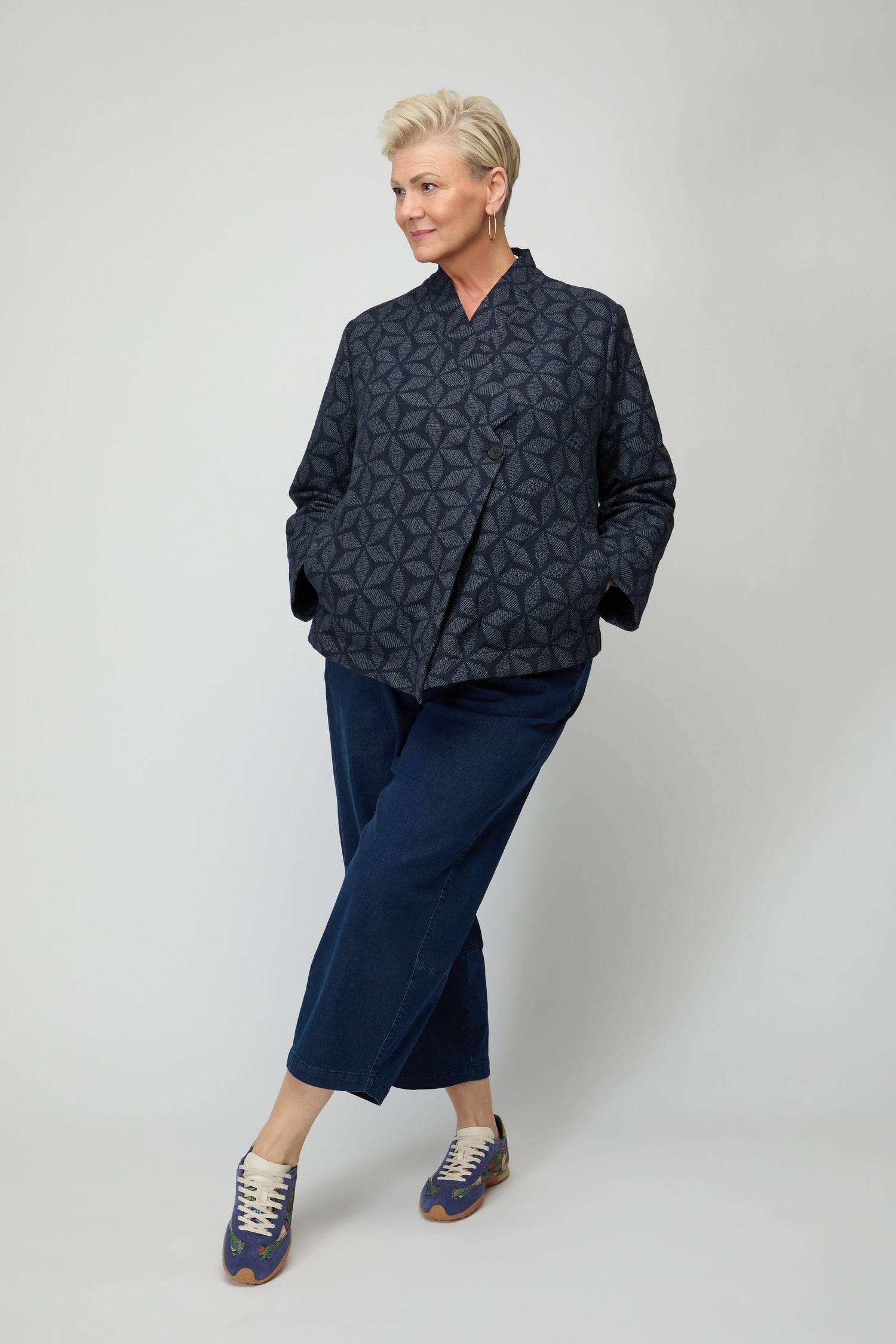 Diamond Floral Indigo Jacket