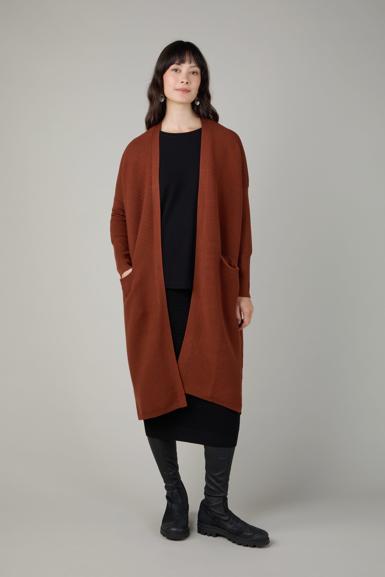 Conker Ribbed Cardi
