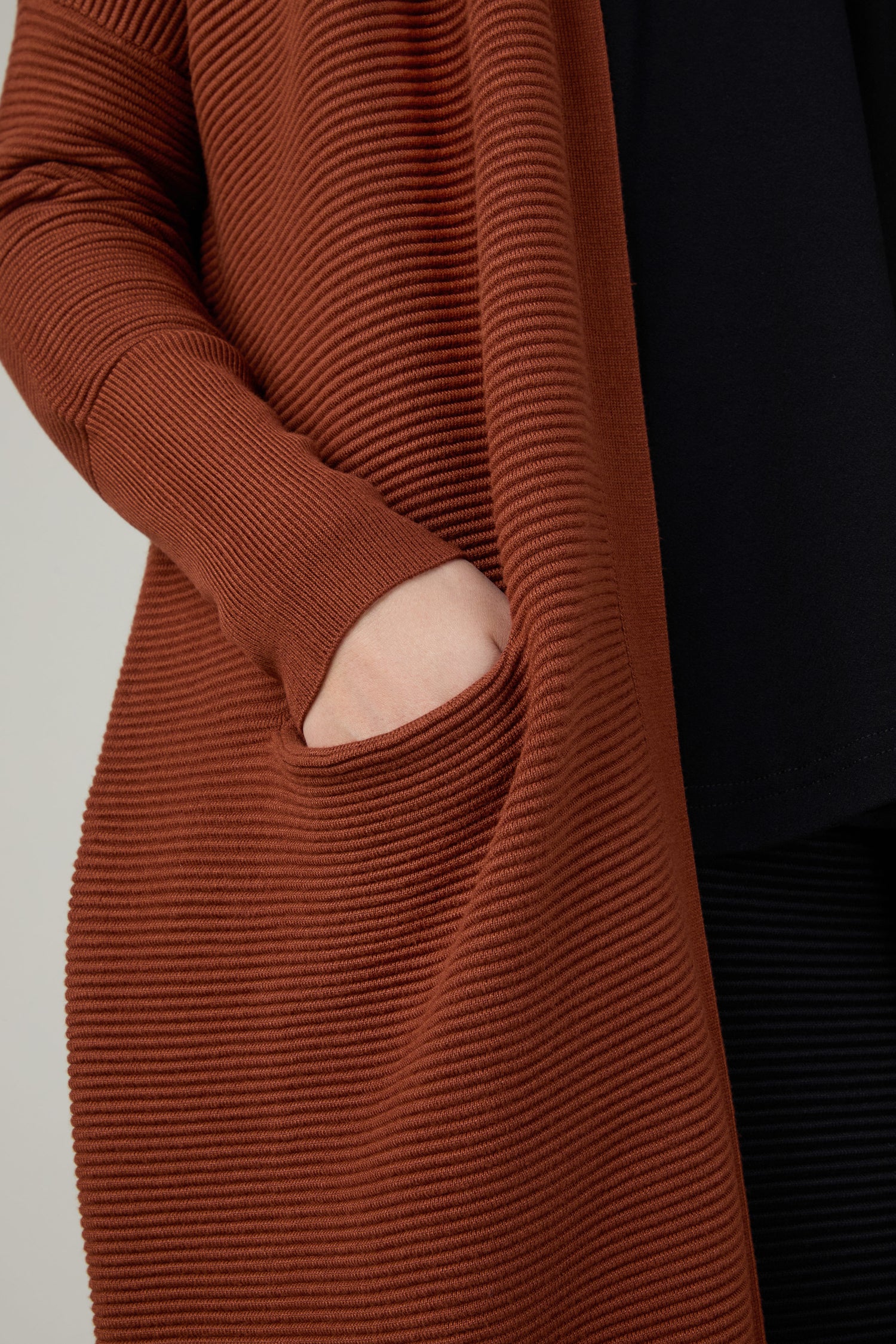 Conker Ribbed Cardi