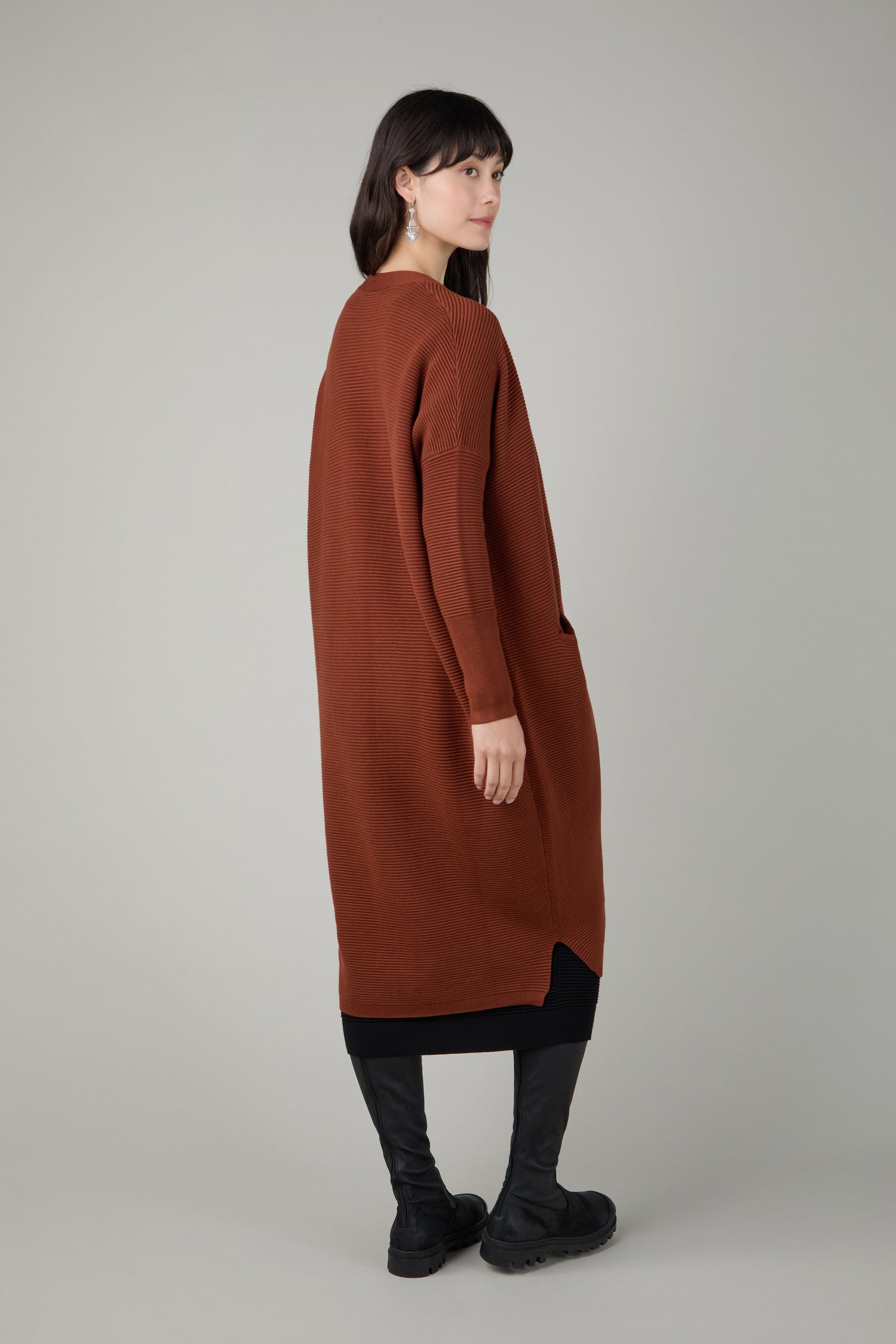 Conker Ribbed Cardi