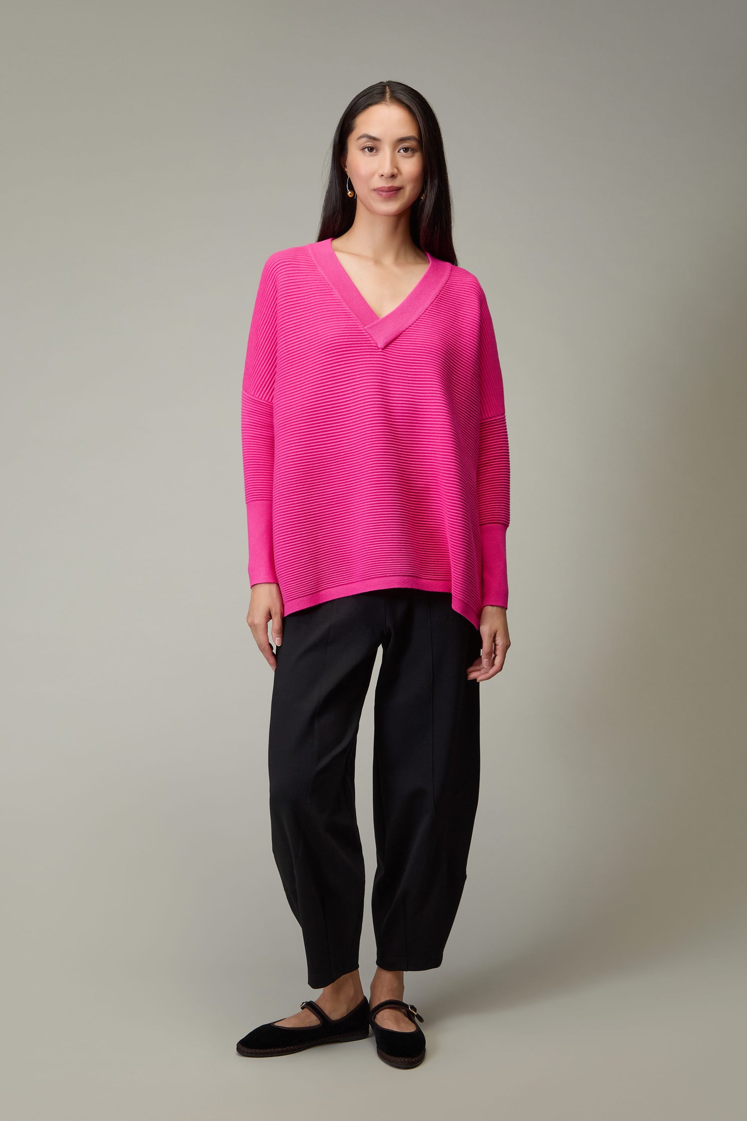 V Neck Ribbed Jumper
