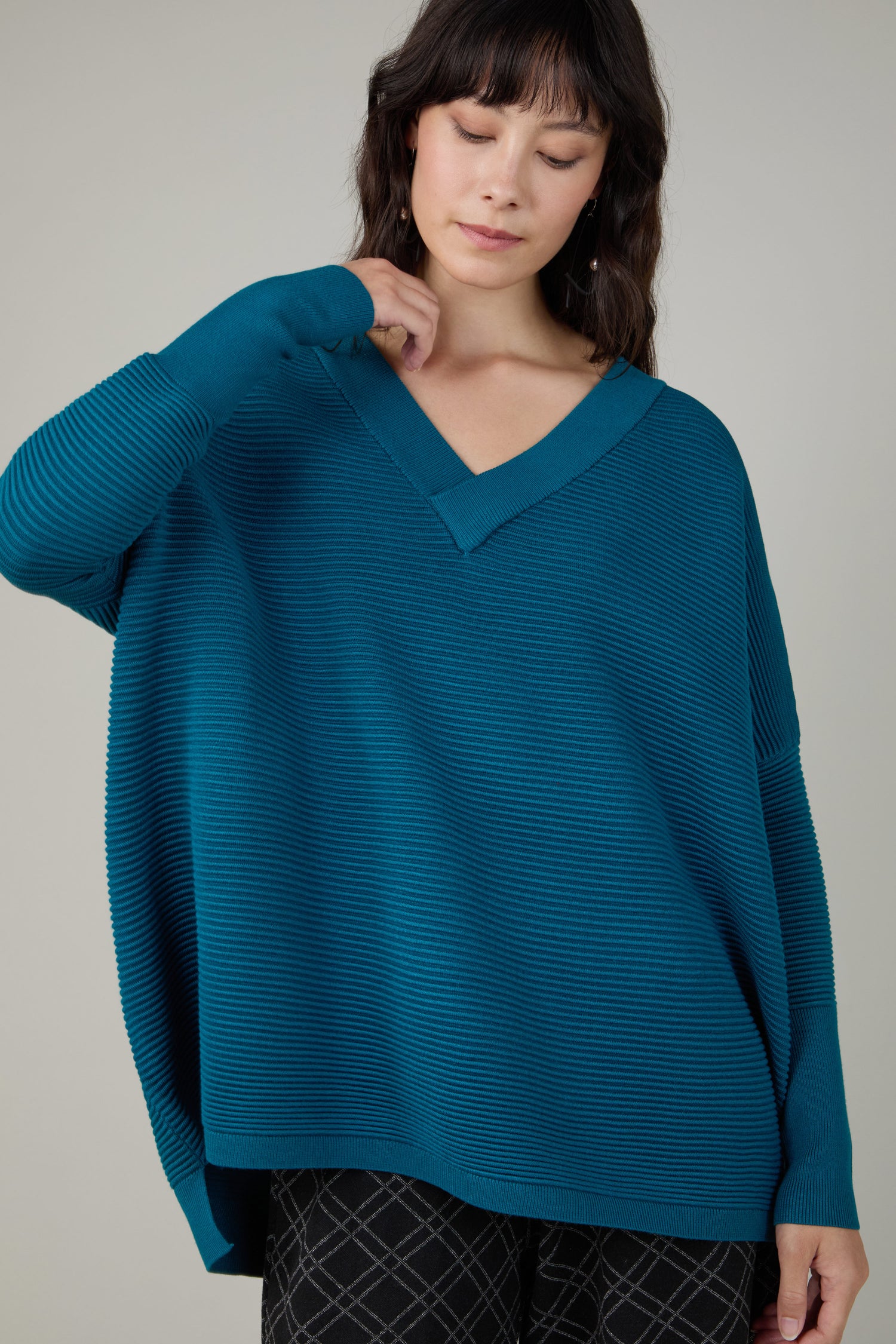 V Neck Ribbed Jumper