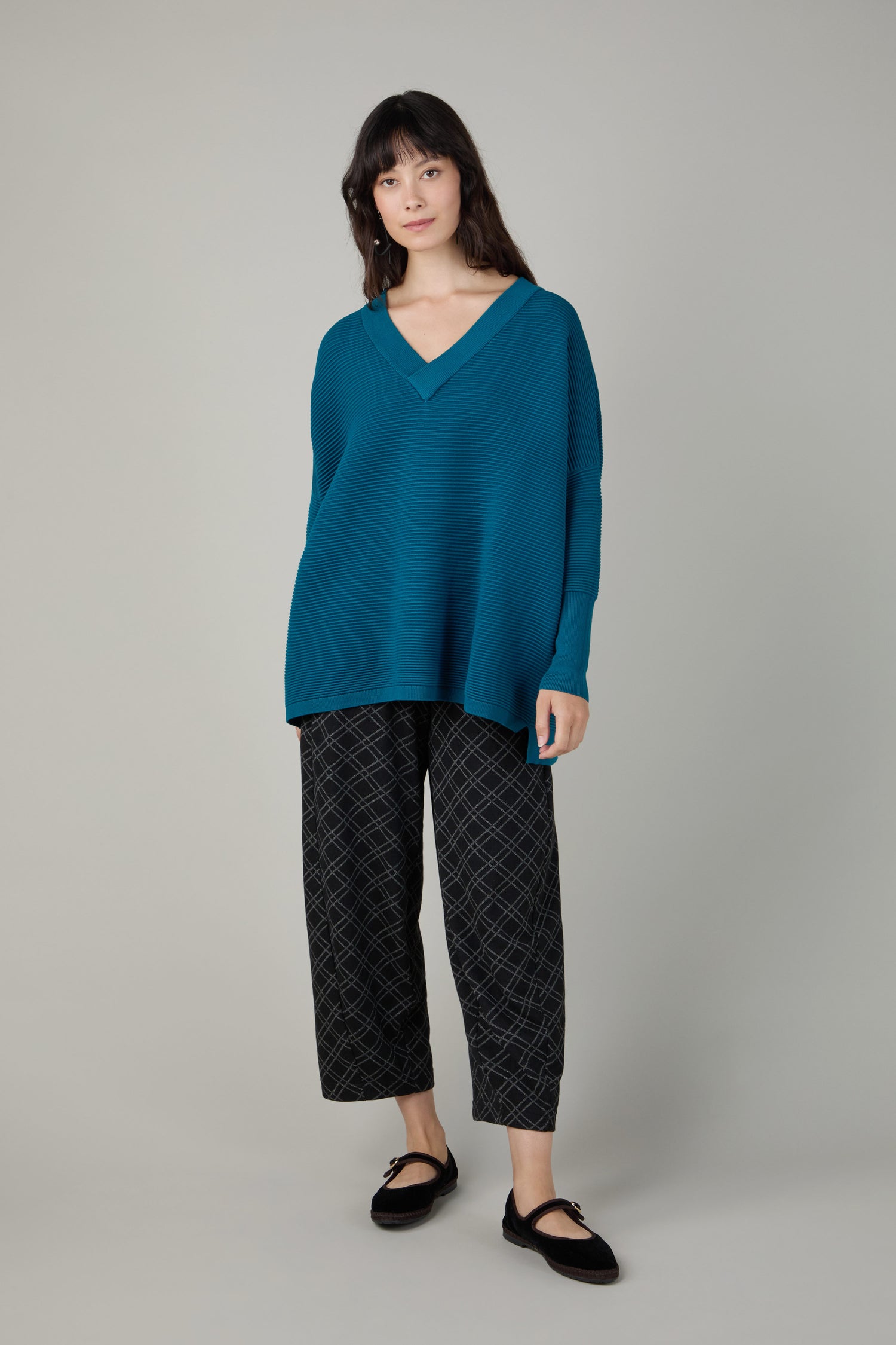 V Neck Ribbed Jumper