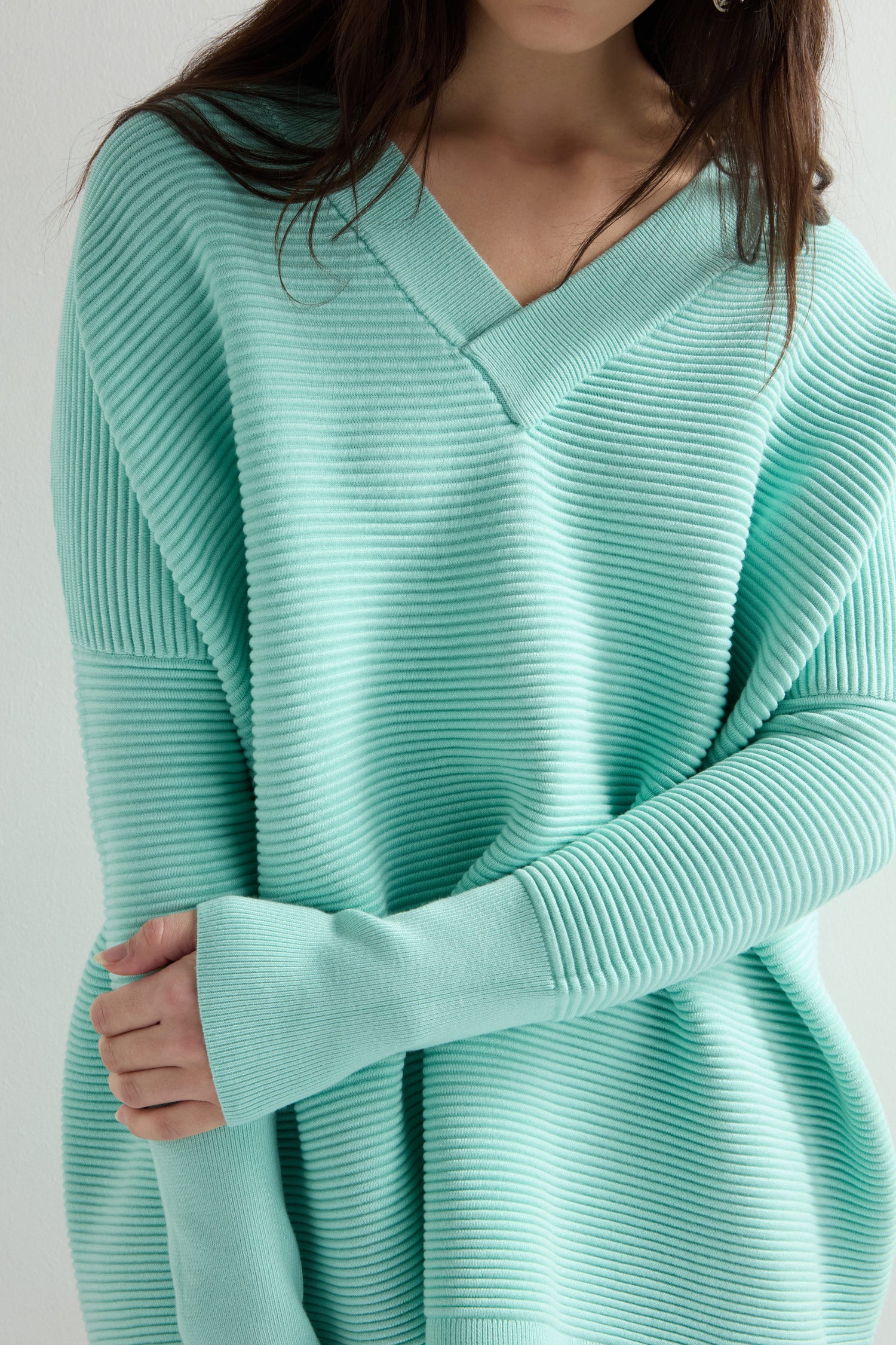 V Neck Ribbed Jumper