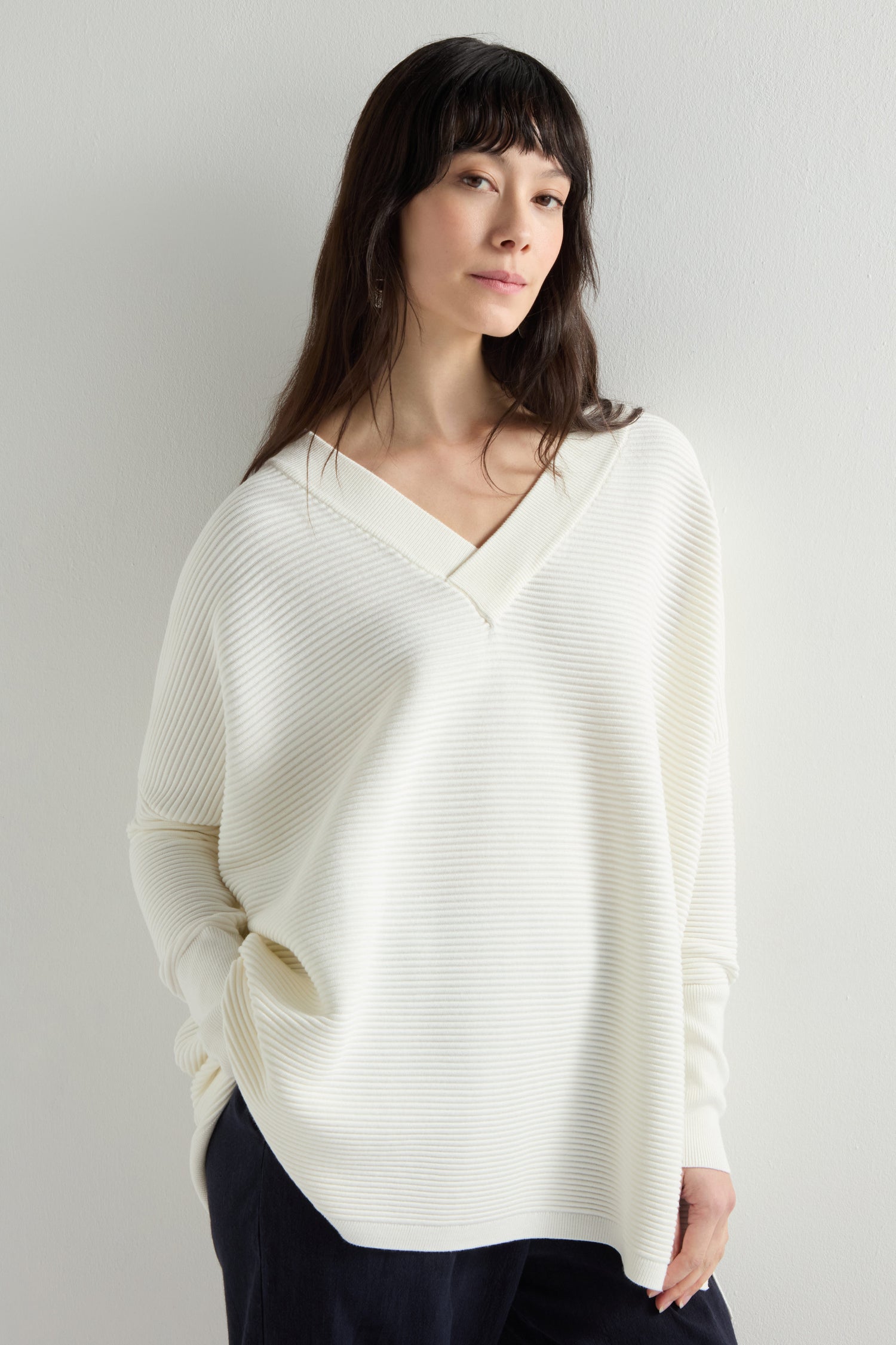 V Neck Ribbed Jumper