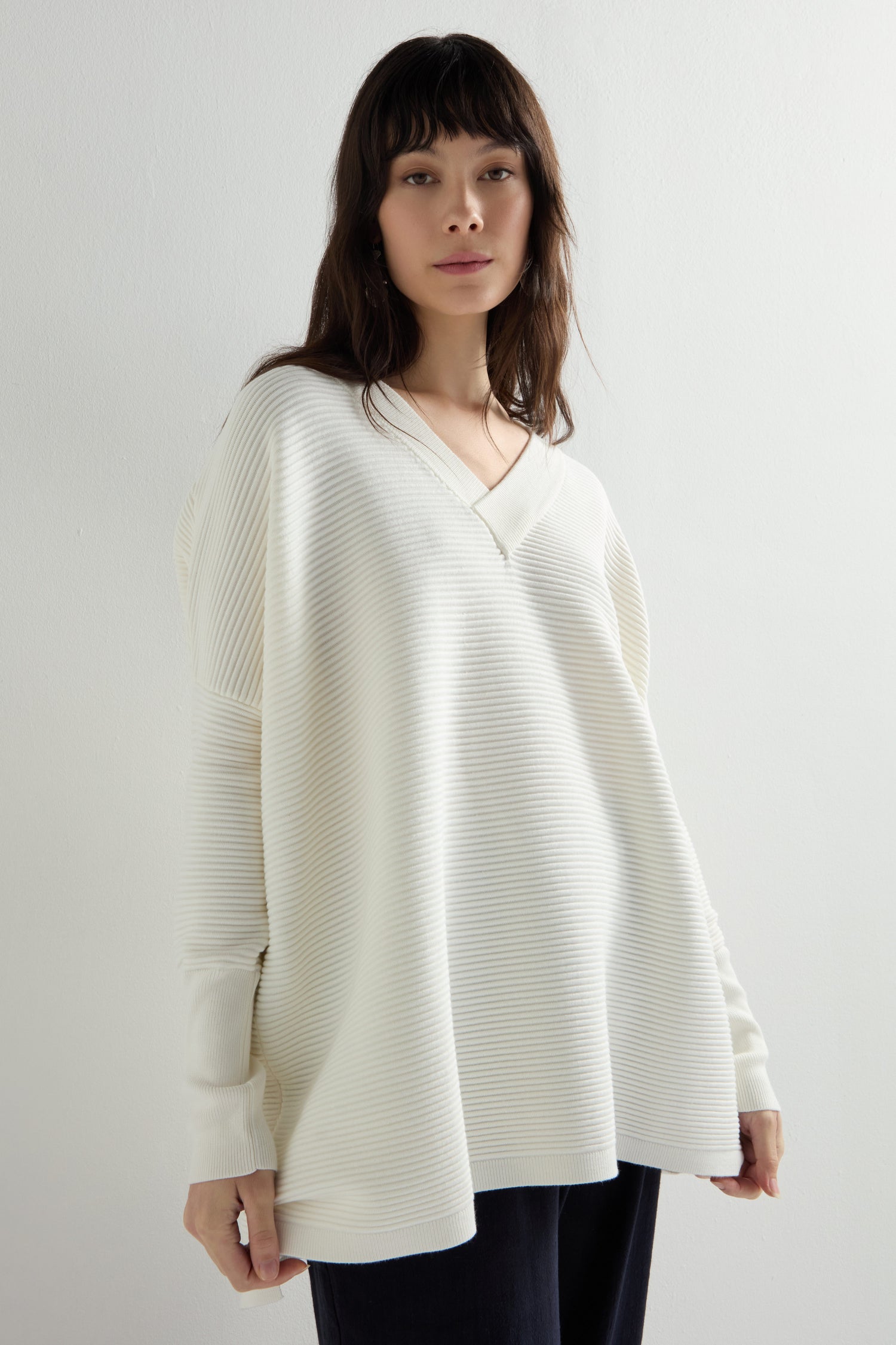 V Neck Ribbed Jumper