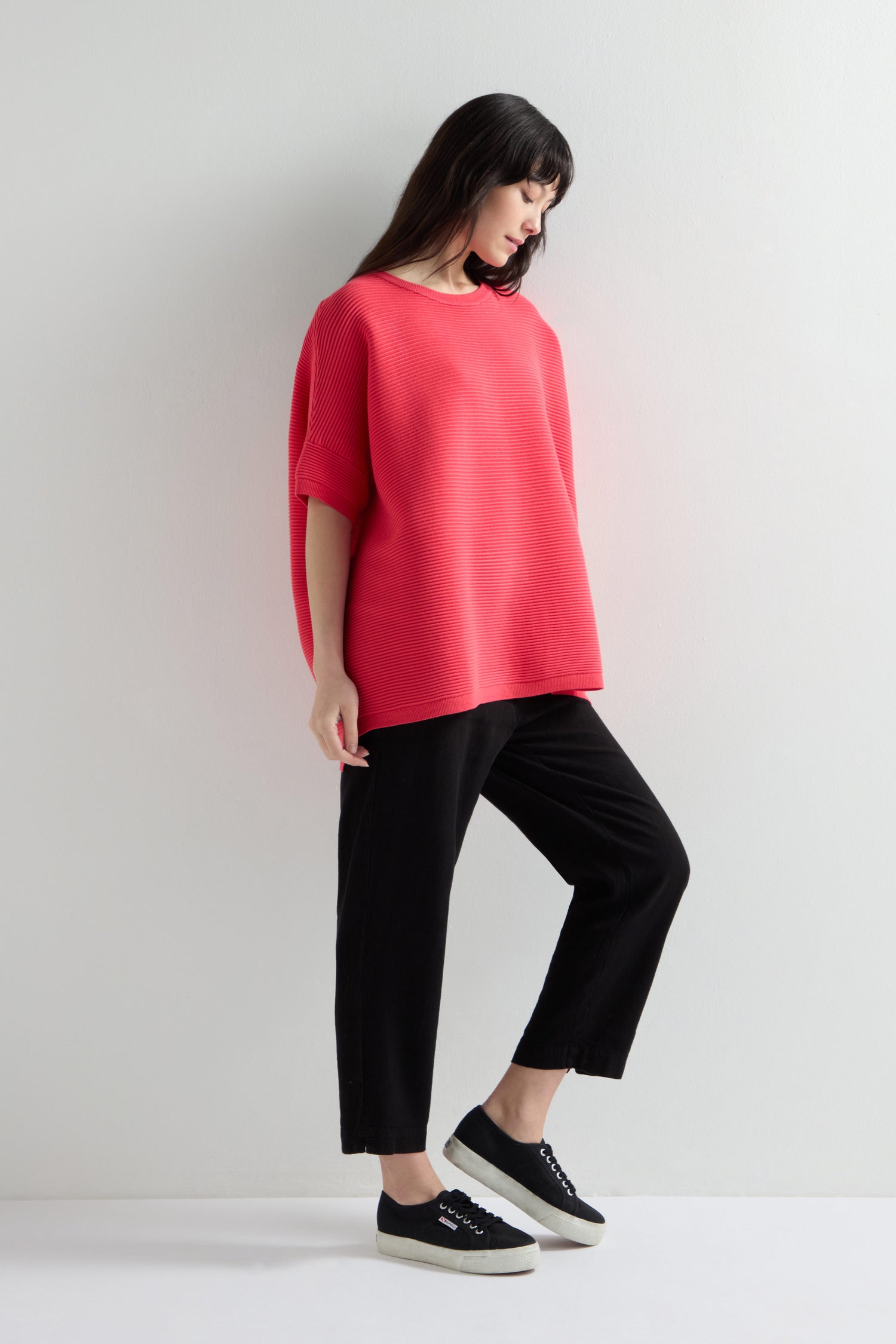 Easy Fit Short Sleeved Ribbed Jumper