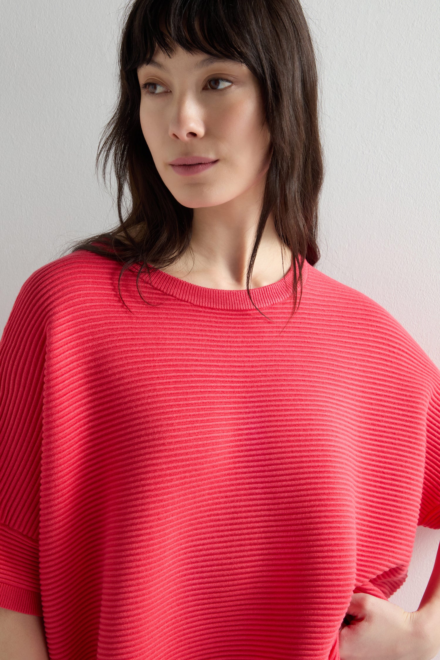 Easy Fit Short Sleeved Ribbed Jumper