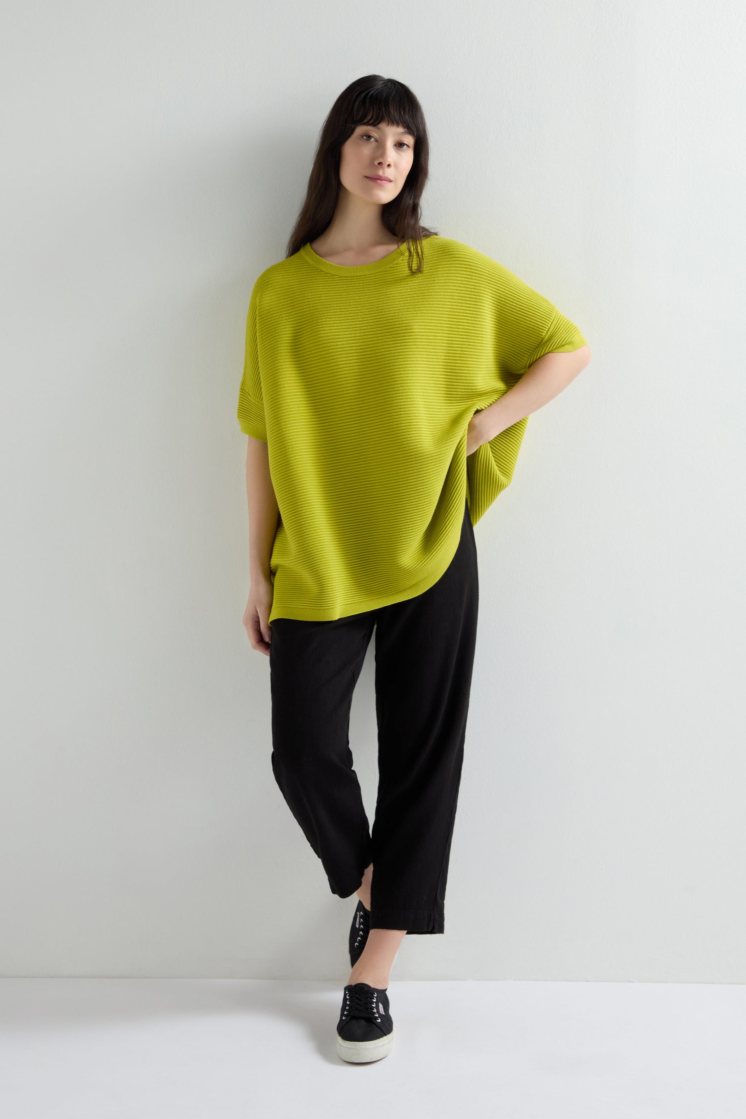 Easy Fit Short Sleeved Ribbed Jumper