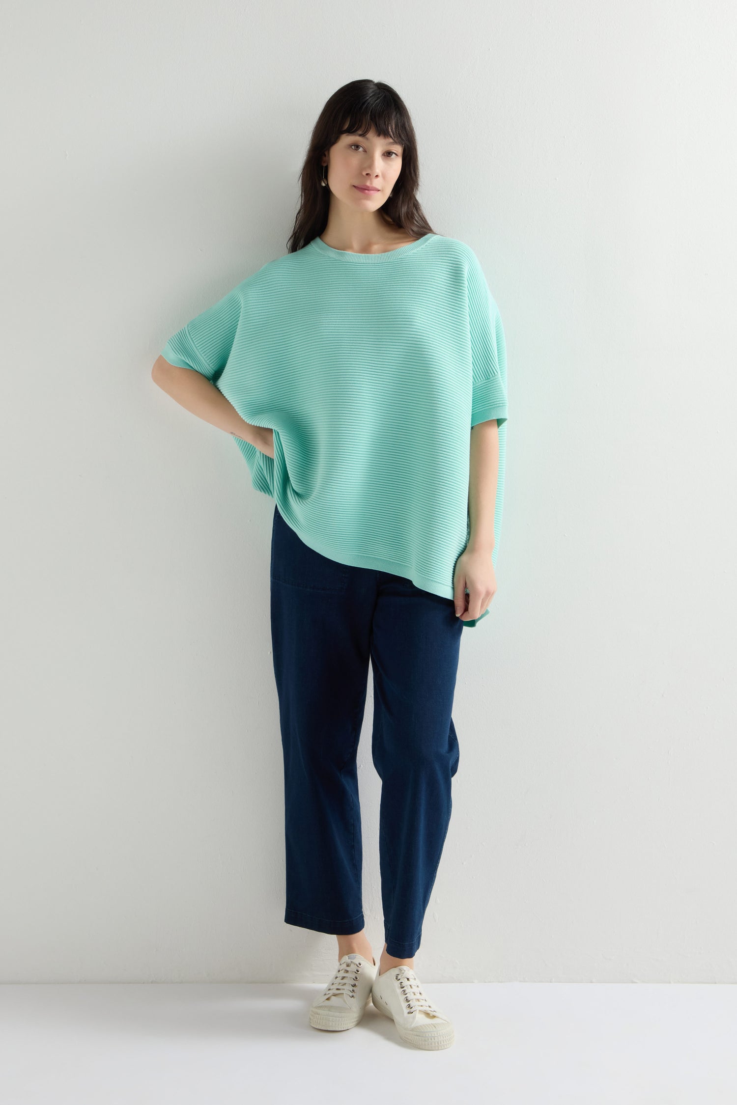 Easy Fit Short Sleeved Ribbed Jumper