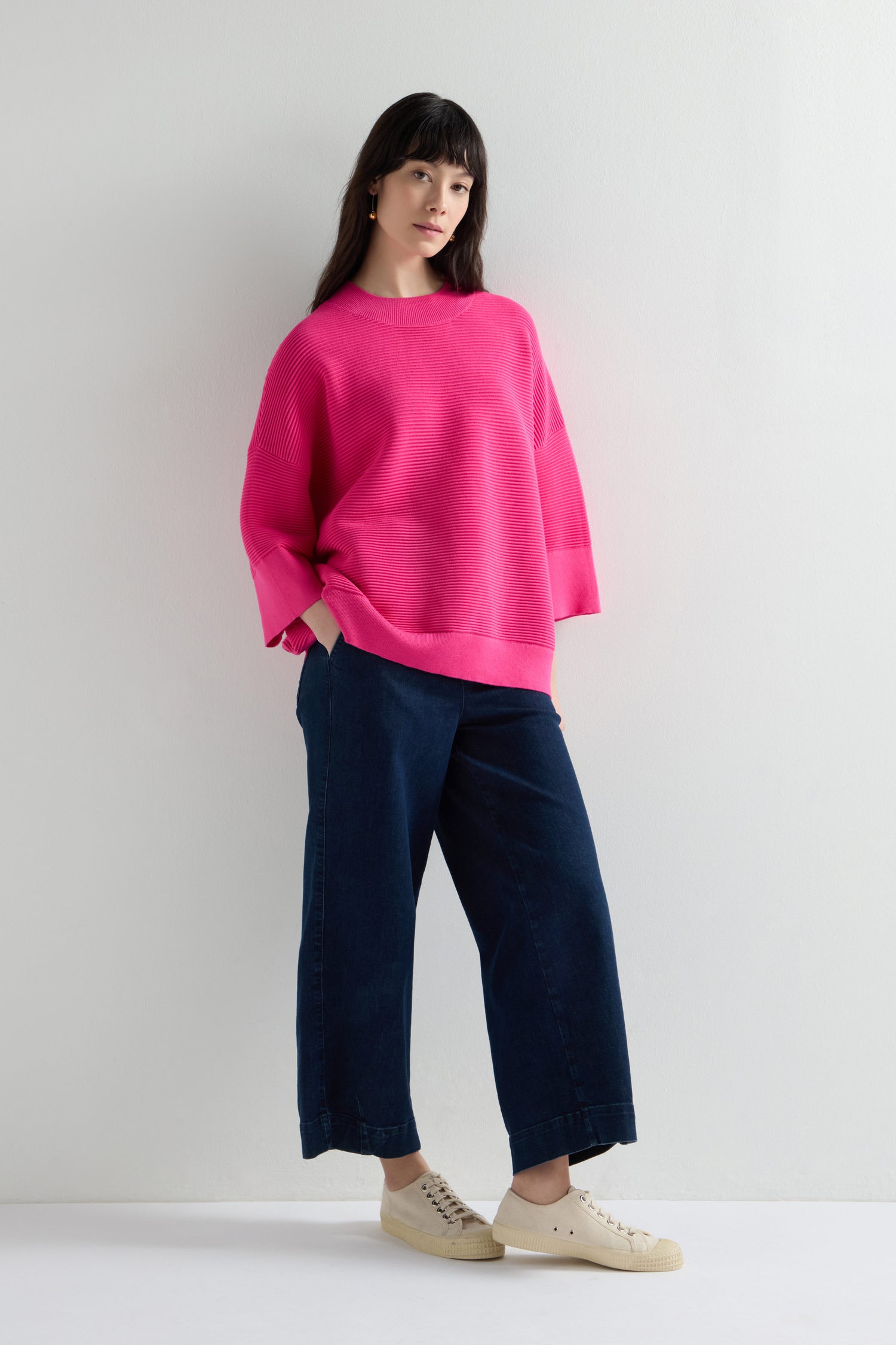 Wide Sleeve Ribbed Jumper