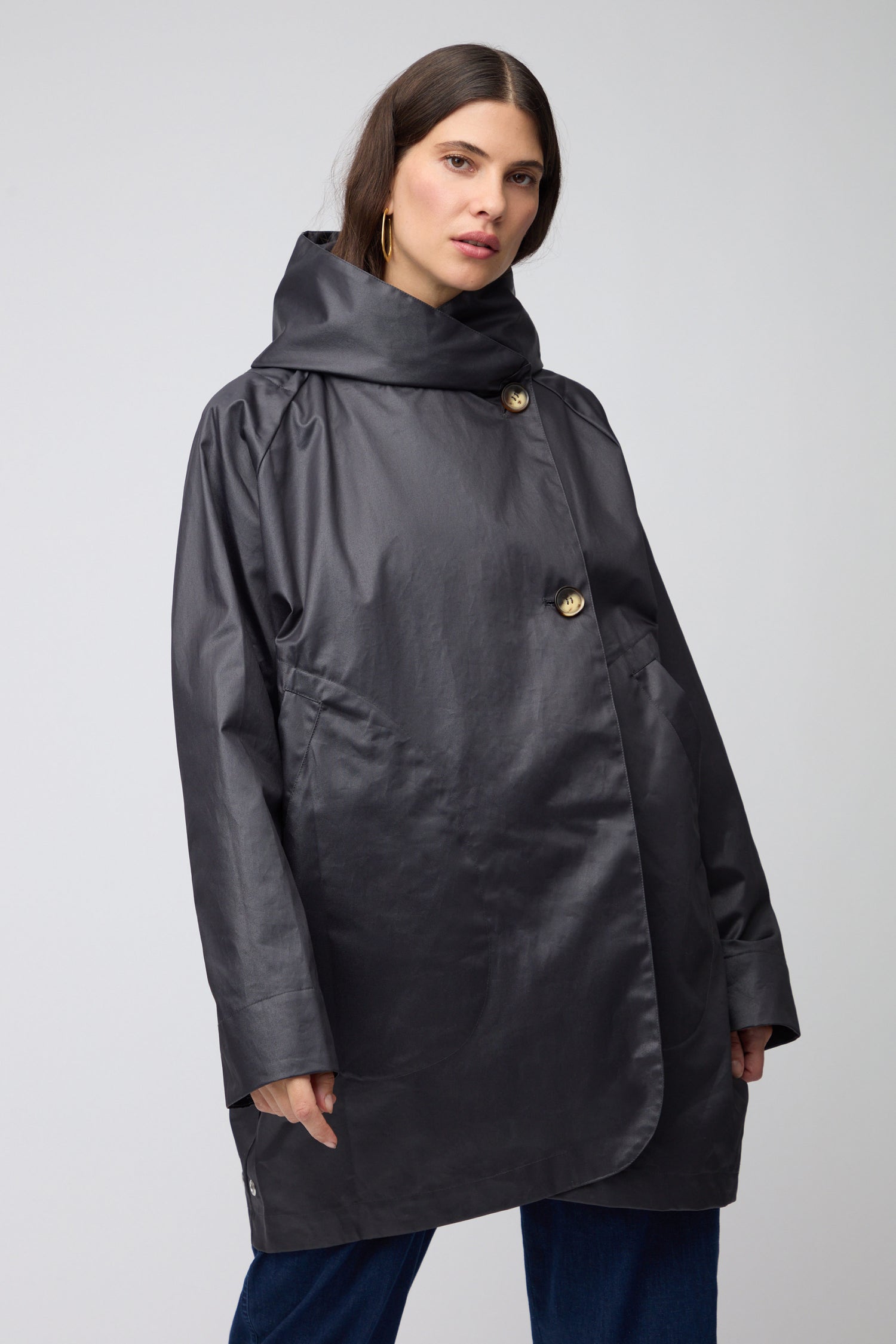 Blue Oversized Parka With Hood