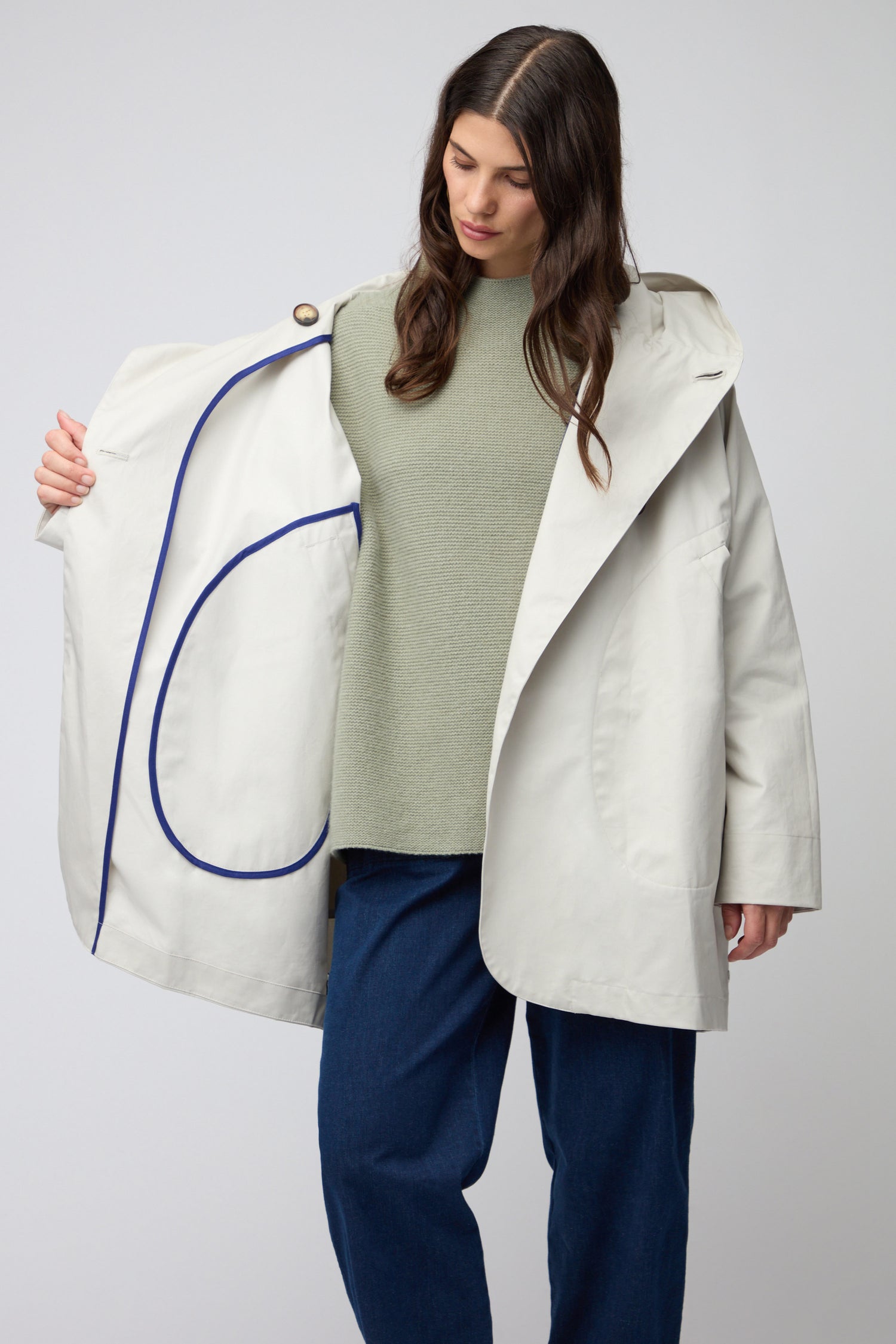 Cream Oversized Parka With Hood