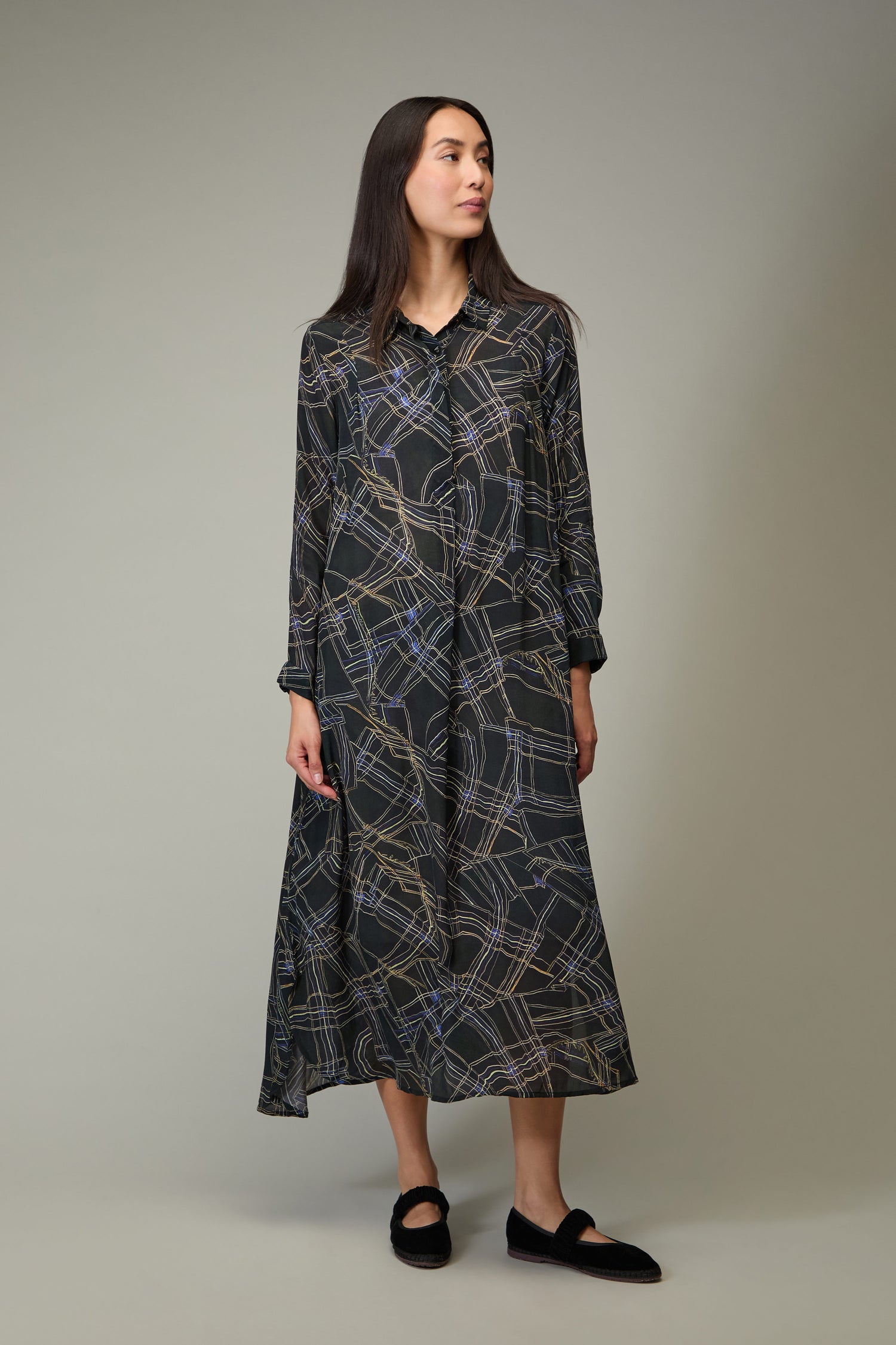 Wavy Lines Shirt Dress