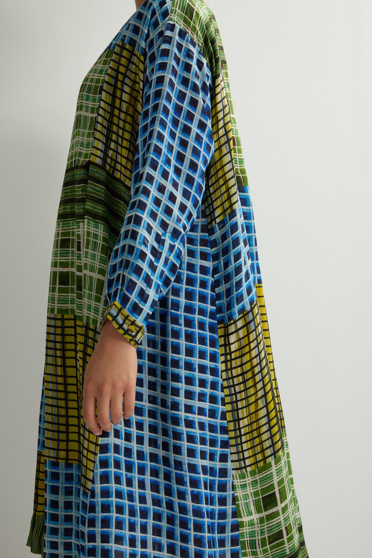 Multi Grid Check Pleat Front Dress