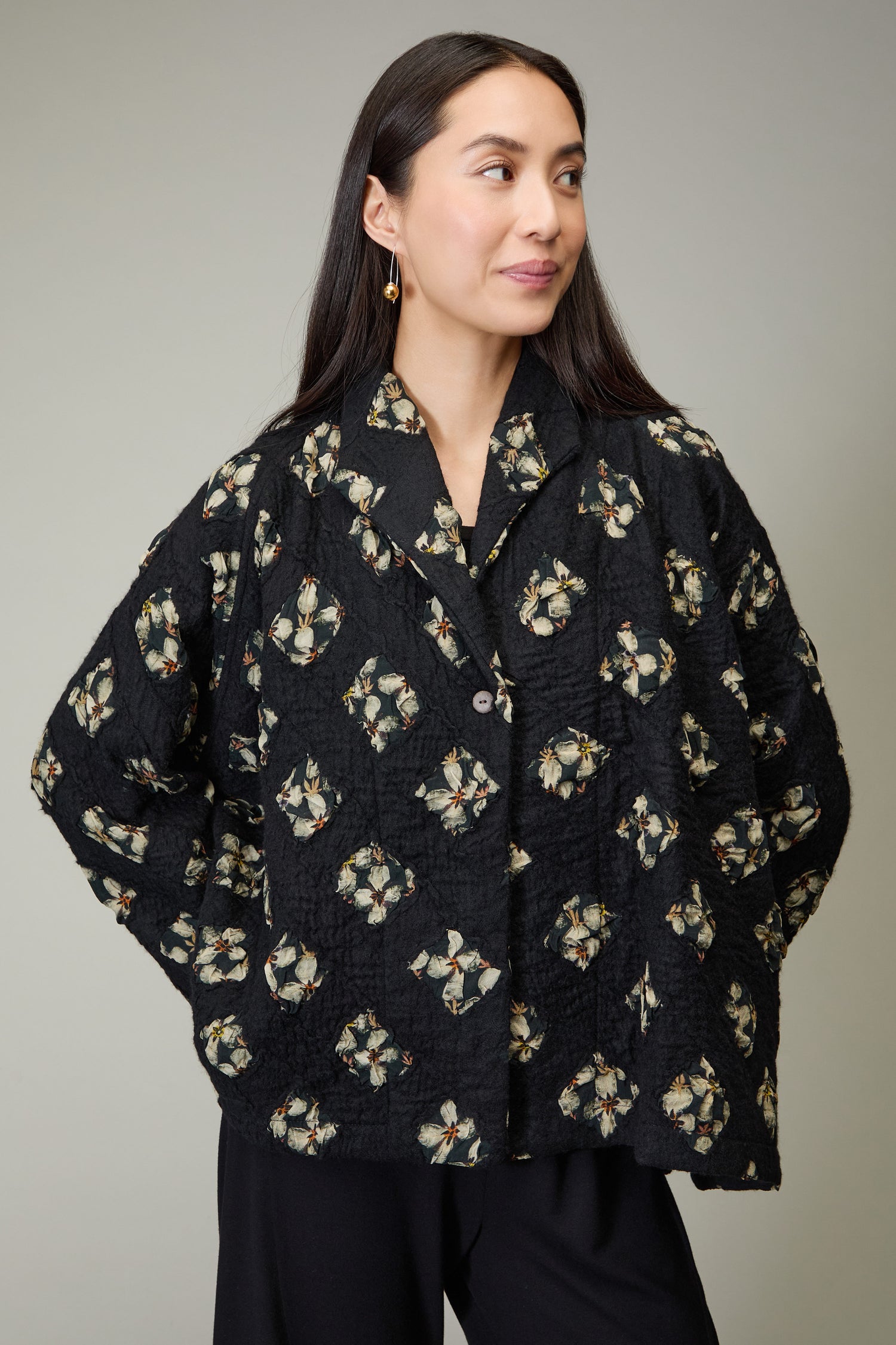 Textured Flower Wool Jacket