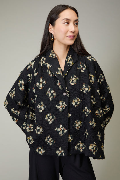 Textured Flower Wool Jacket