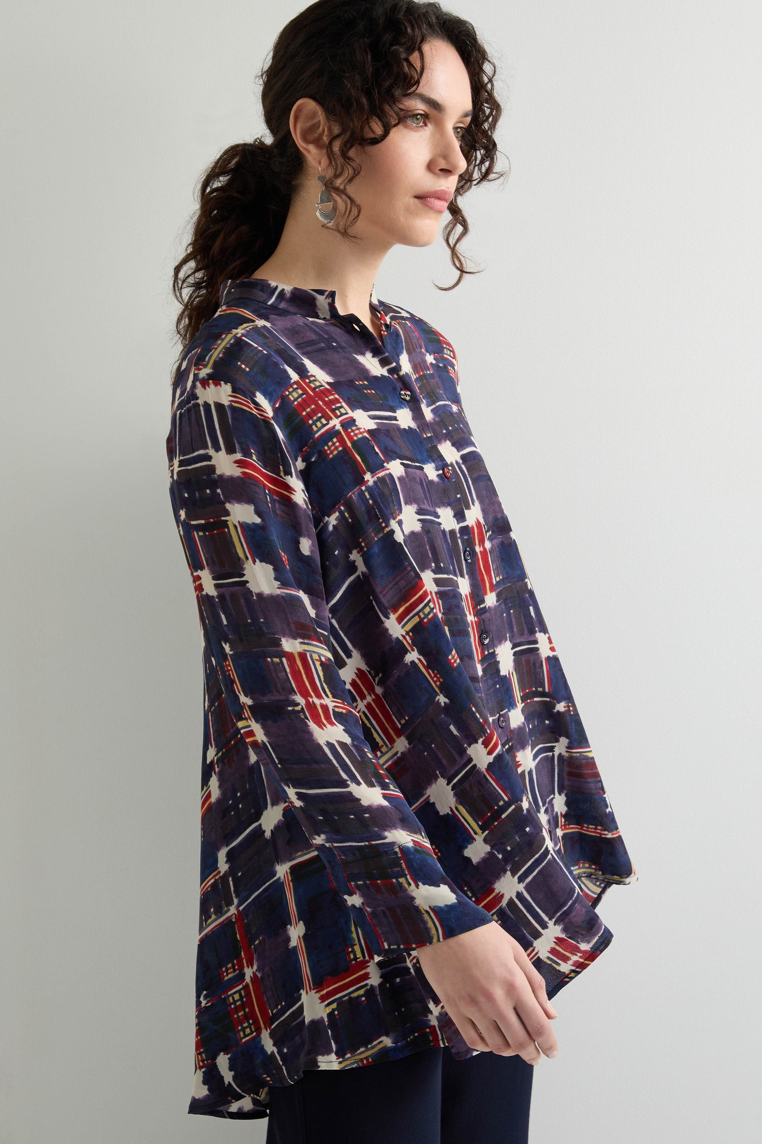 Grid Check Flared Shirt