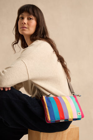 Wide Multistripe Carnaby Crossbody Canvas Bag