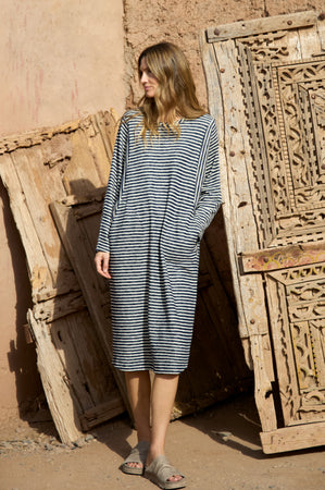 Textured Stripe Jersey Dress
