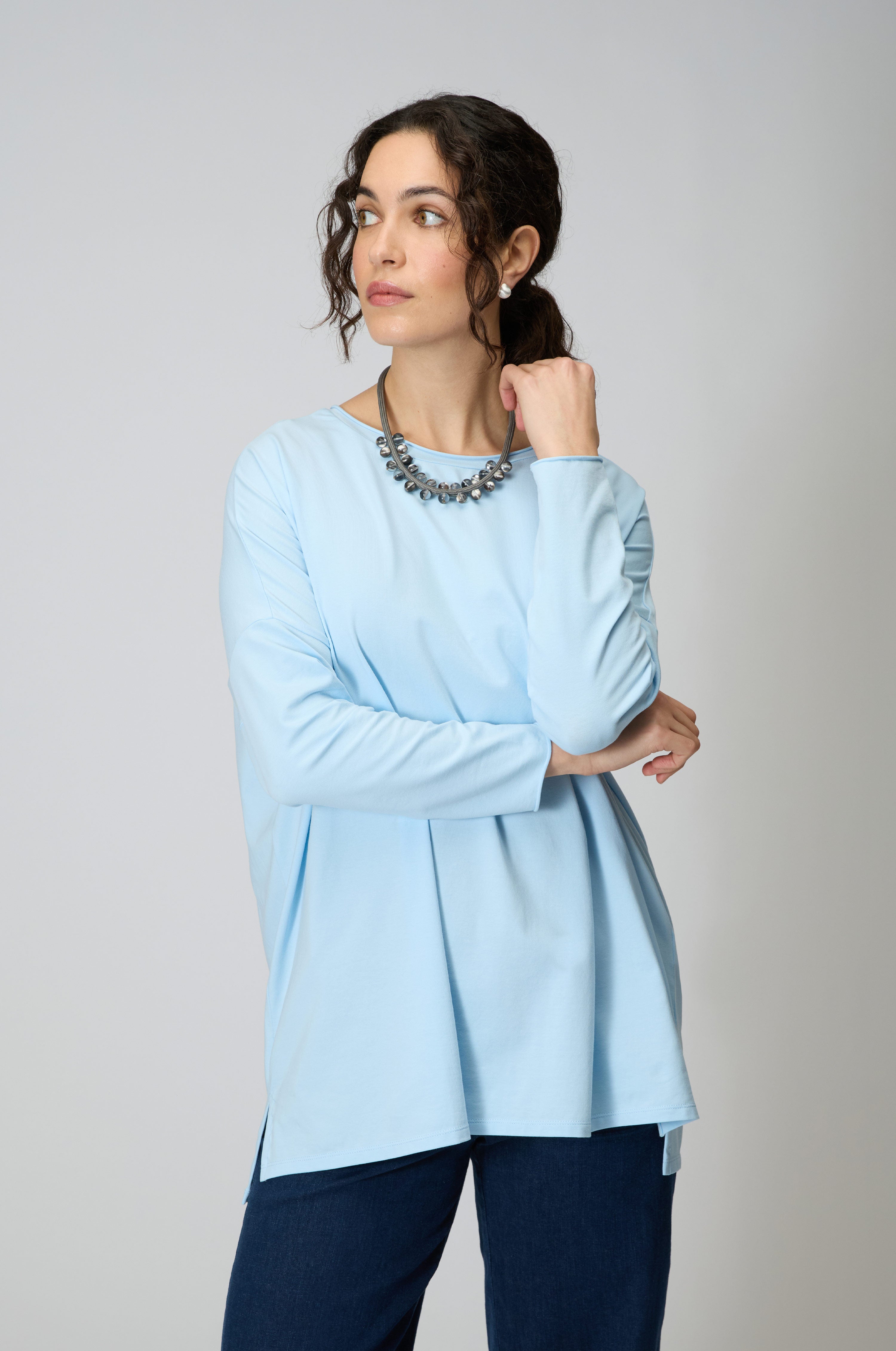 Cotton Jersey Sky Blue Relaxed Top Sahara Cotton Jersey Sky Blue Relaxed Top Sahara